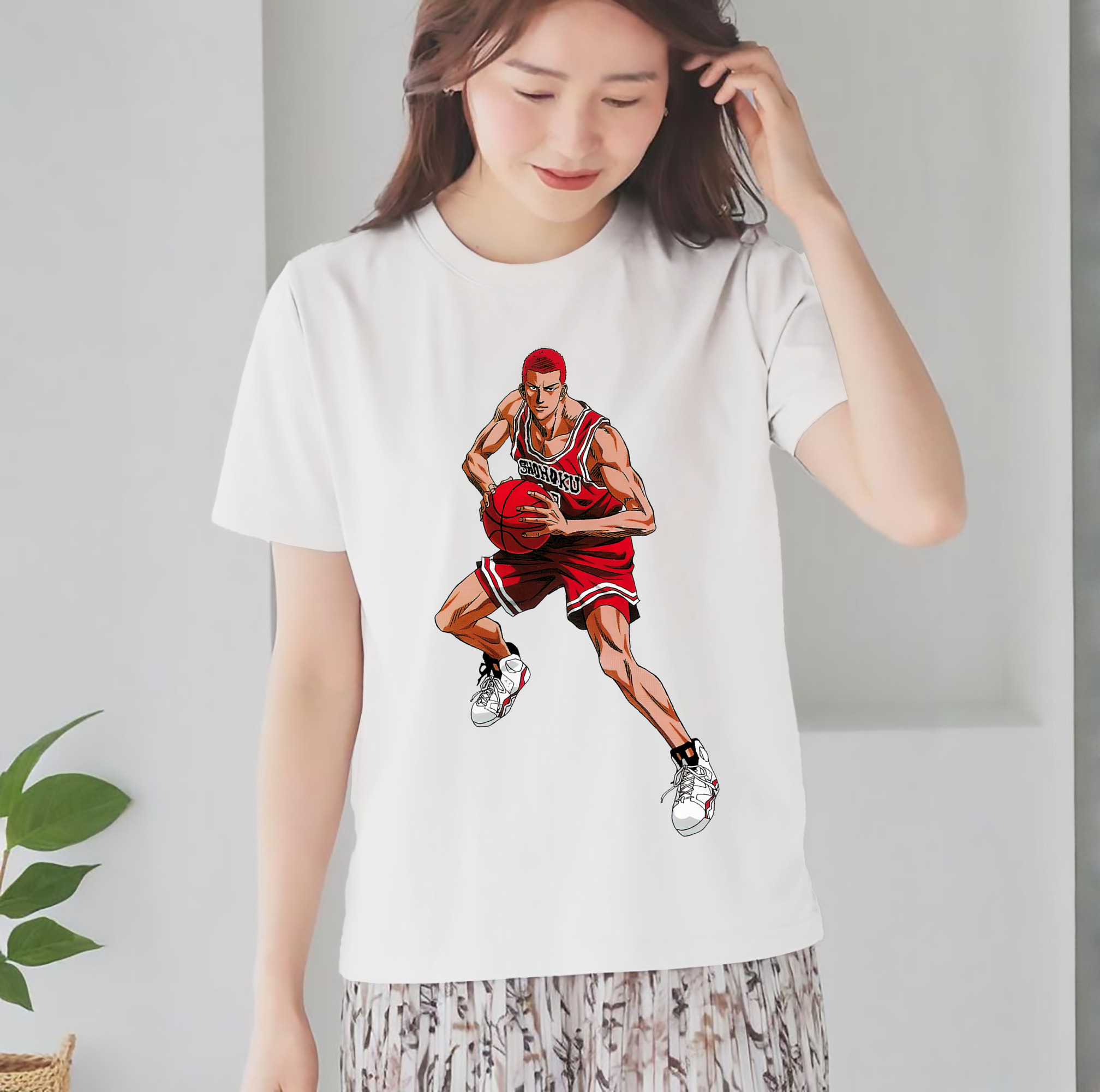 SLAM DUNK／スラムダンク レディースカジュアルプリントTシャツ（綿100％）