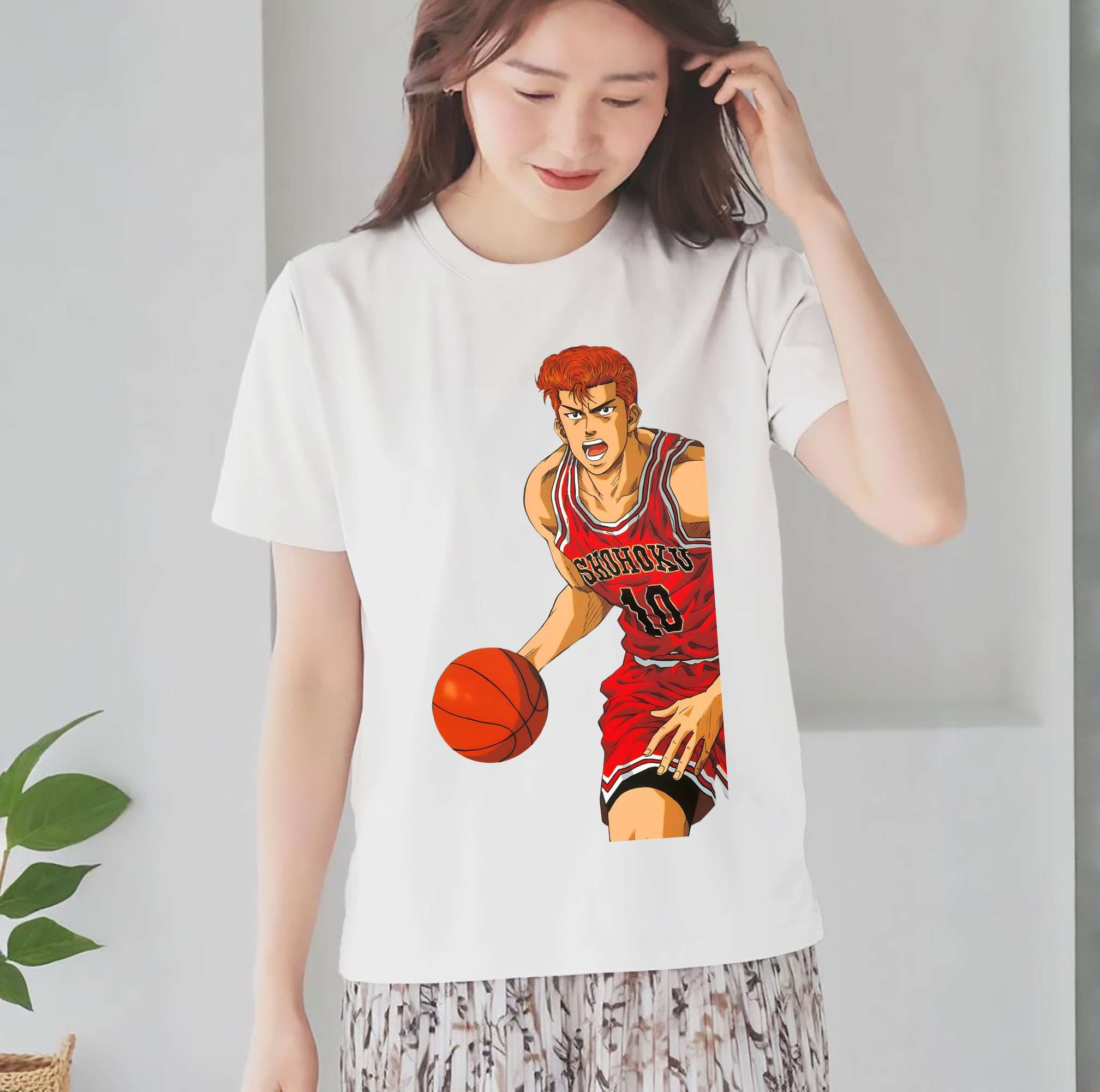 SLAM DUNK／スラムダンク レディースカジュアルプリントTシャツ（綿100％）