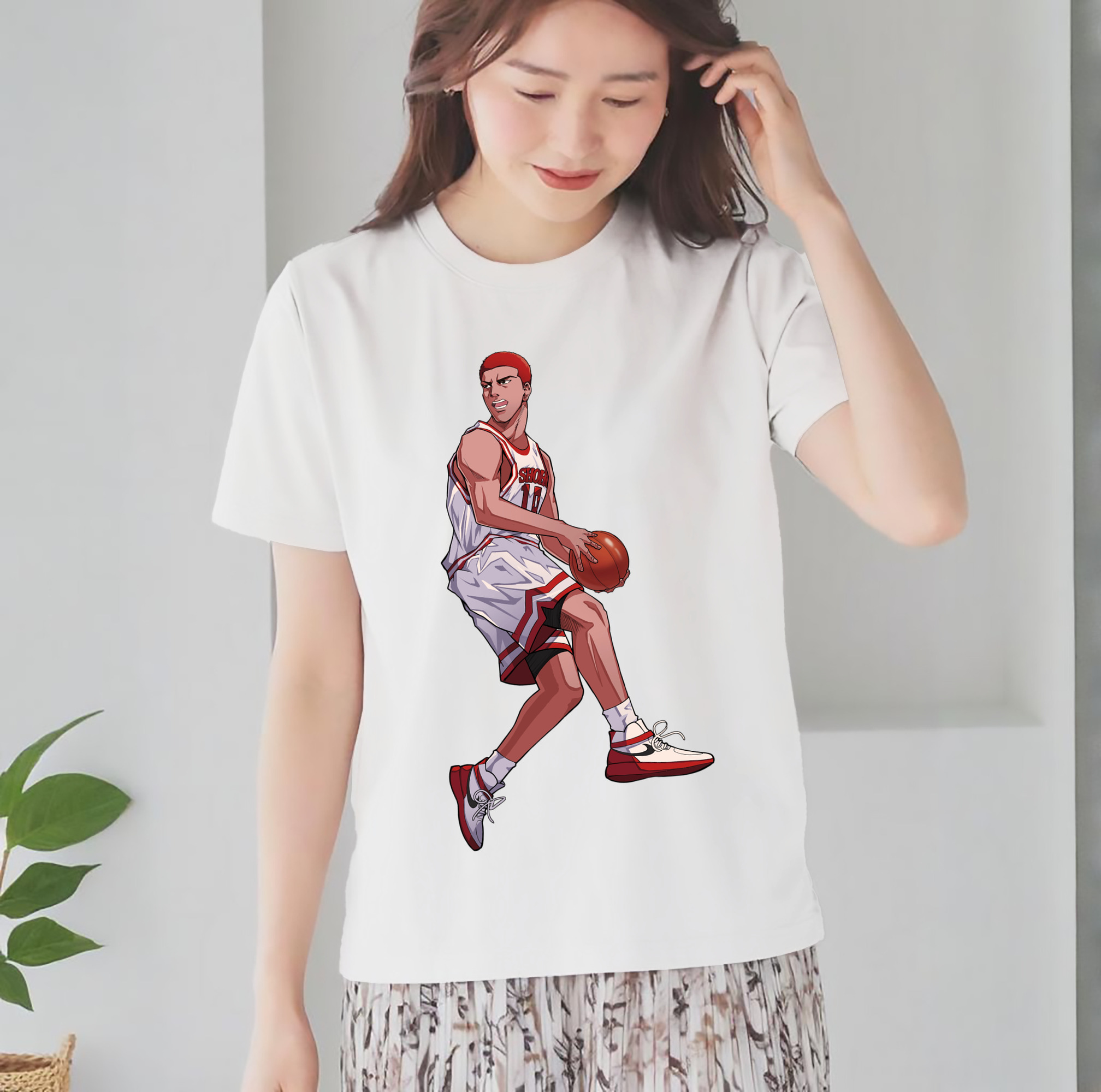 SLAM DUNK／スラムダンク レディースカジュアルプリントTシャツ（綿100％）