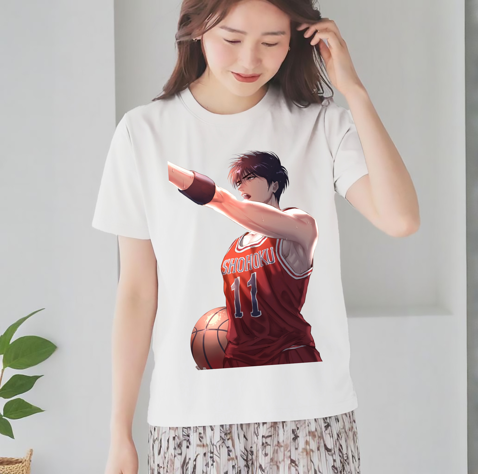 SLAM DUNK／スラムダンク レディースカジュアルプリントTシャツ（綿100％）