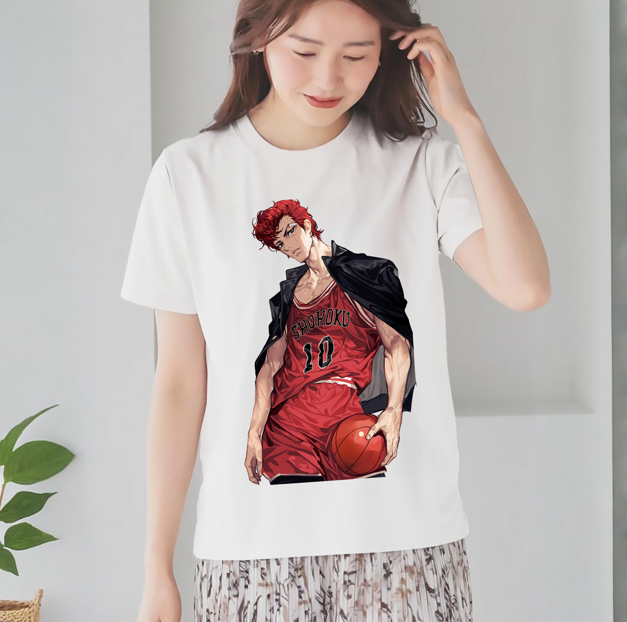 SLAM DUNK／スラムダンク レディースカジュアルプリントTシャツ（綿100％）