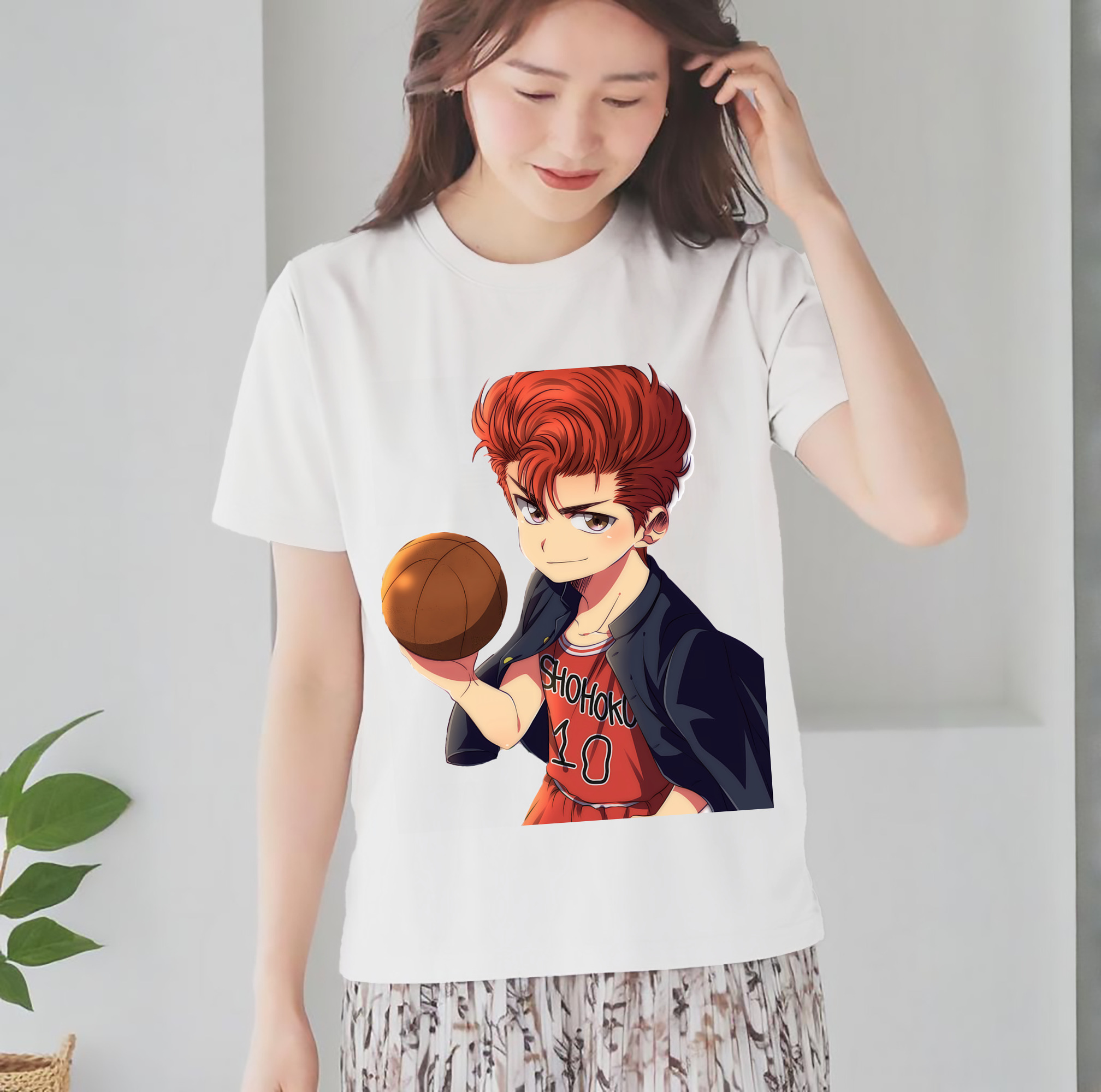 SLAM DUNK／スラムダンク レディースカジュアルプリントTシャツ（綿100％）
