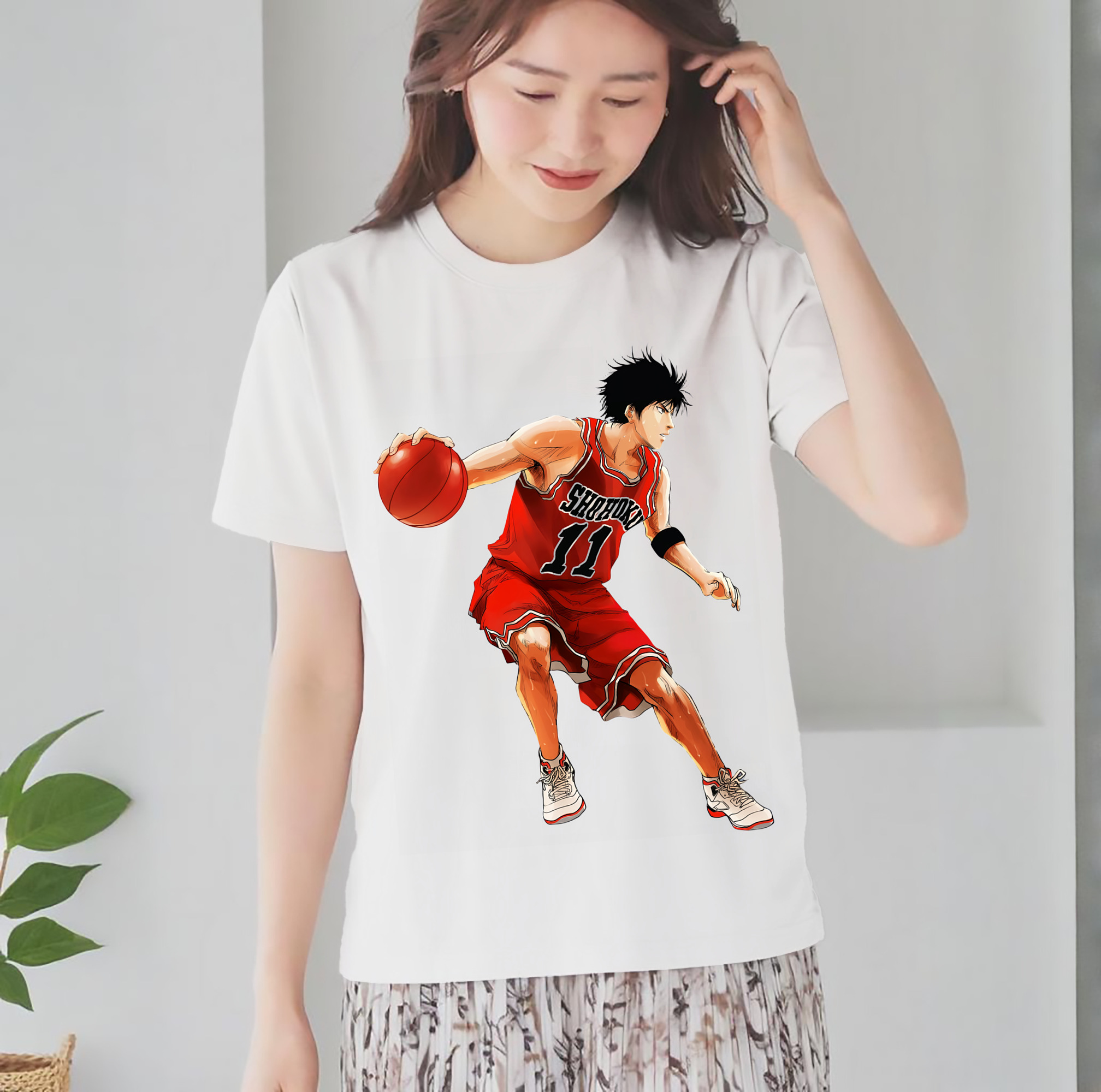 SLAM DUNK／スラムダンク レディースカジュアルプリントTシャツ（綿100％）