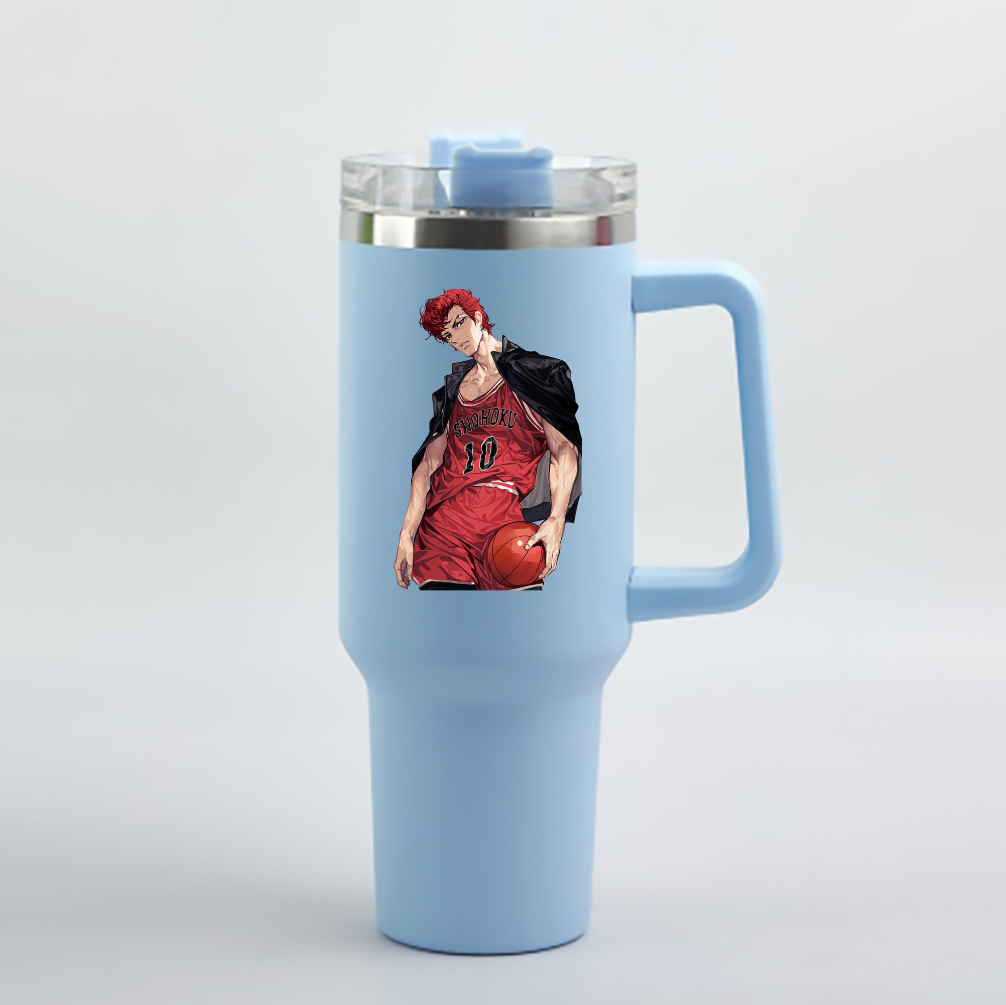 （画像用） SLAM DUNK／スラムダンク 1200mL車用タンブラー - クリスタルステッカー（プラスチックストロー付き）