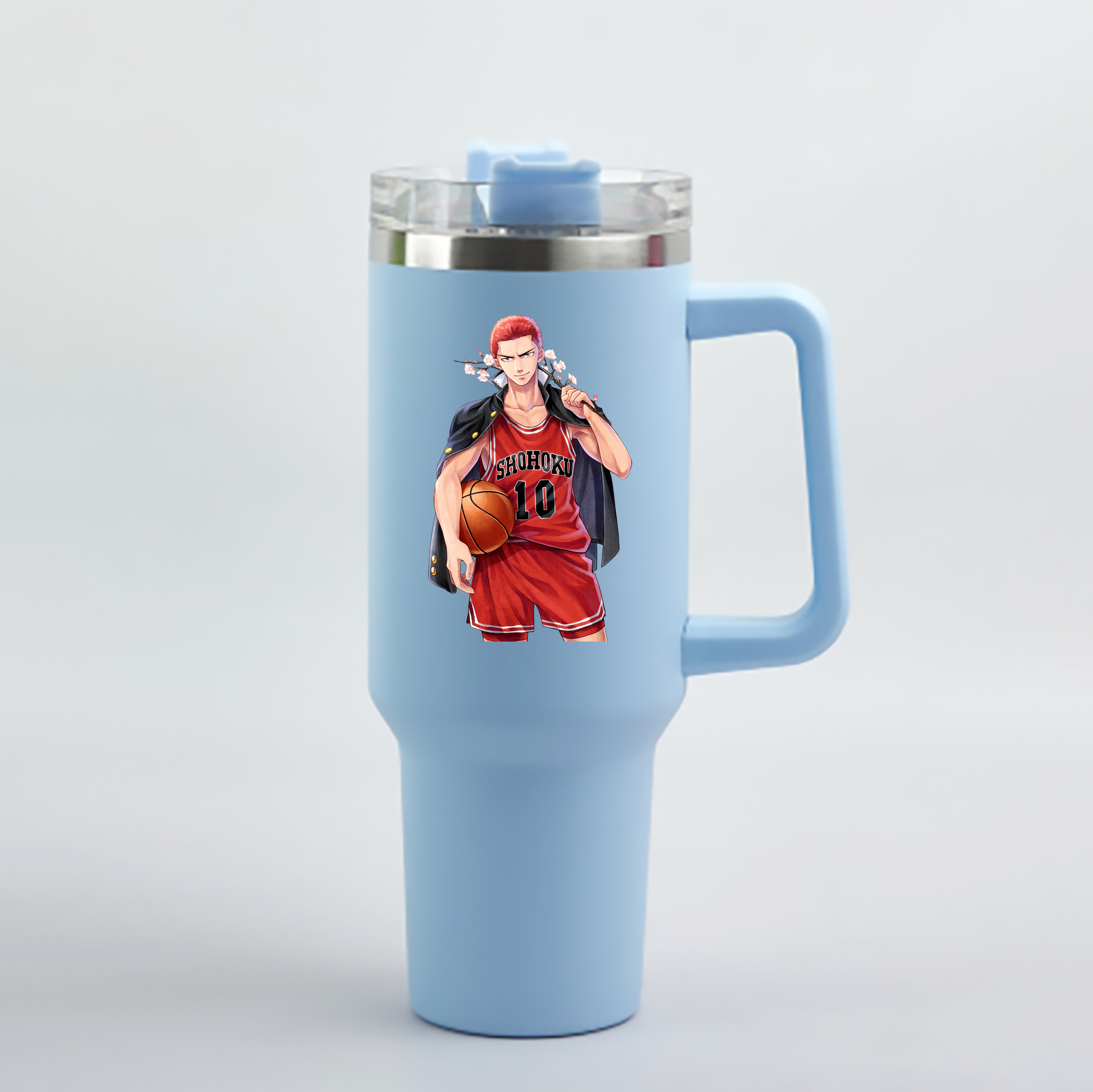 （画像用） SLAM DUNK／スラムダンク 1200mL車用タンブラー - クリスタルステッカー（プラスチックストロー付き）