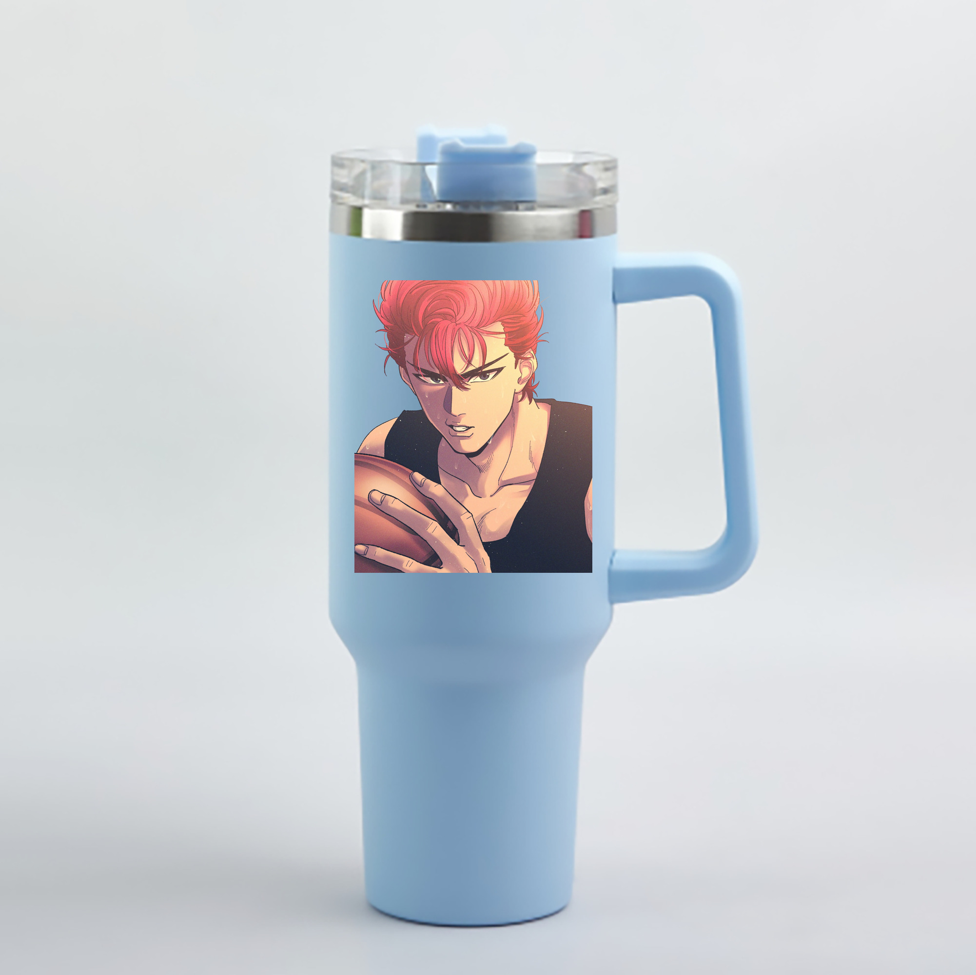 （画像用） SLAM DUNK／スラムダンク 1200mL車用タンブラー - クリスタルステッカー（プラスチックストロー付き）