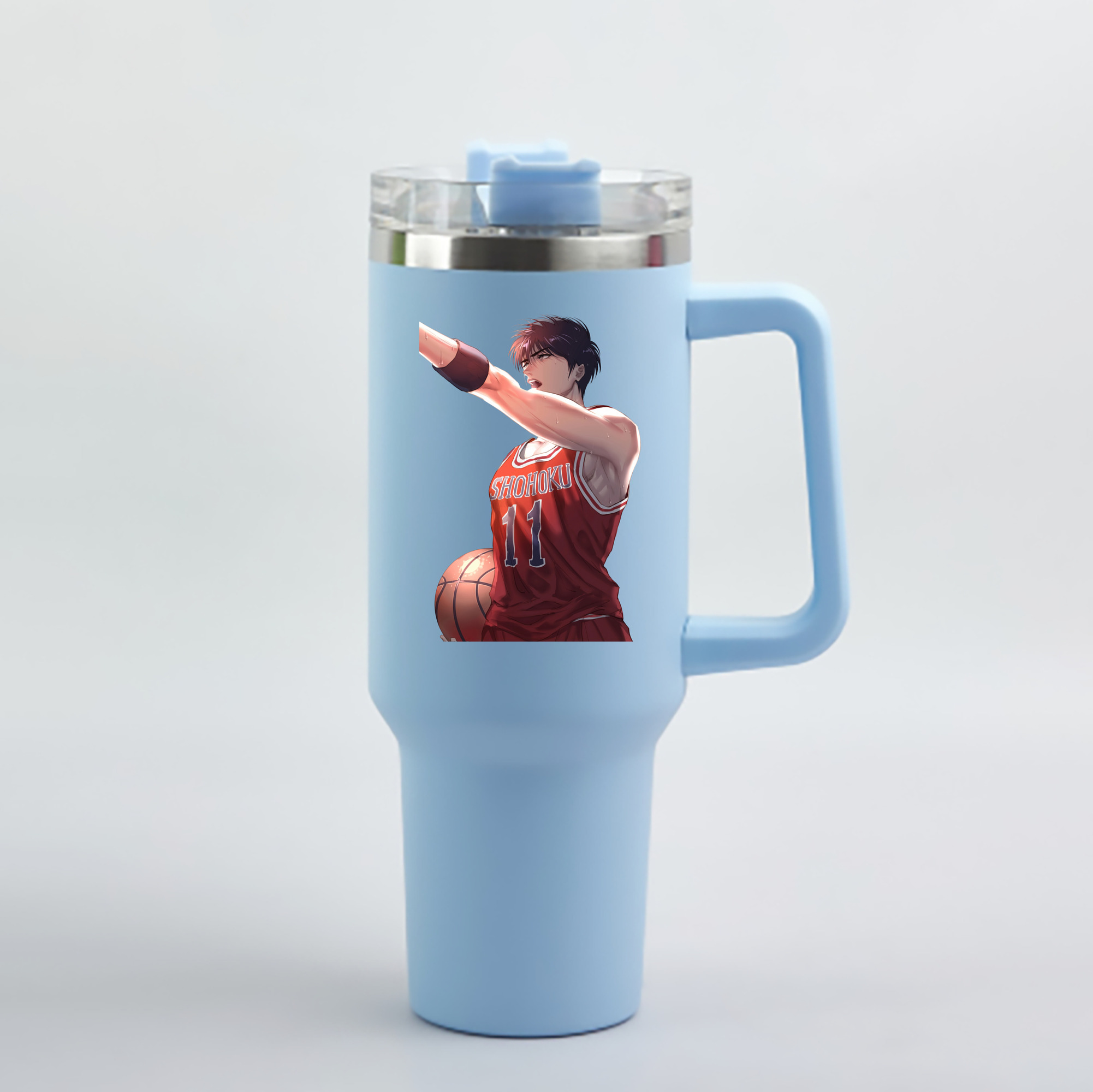 （画像用） SLAM DUNK／スラムダンク 1200mL車用タンブラー - クリスタルステッカー（プラスチックストロー付き）