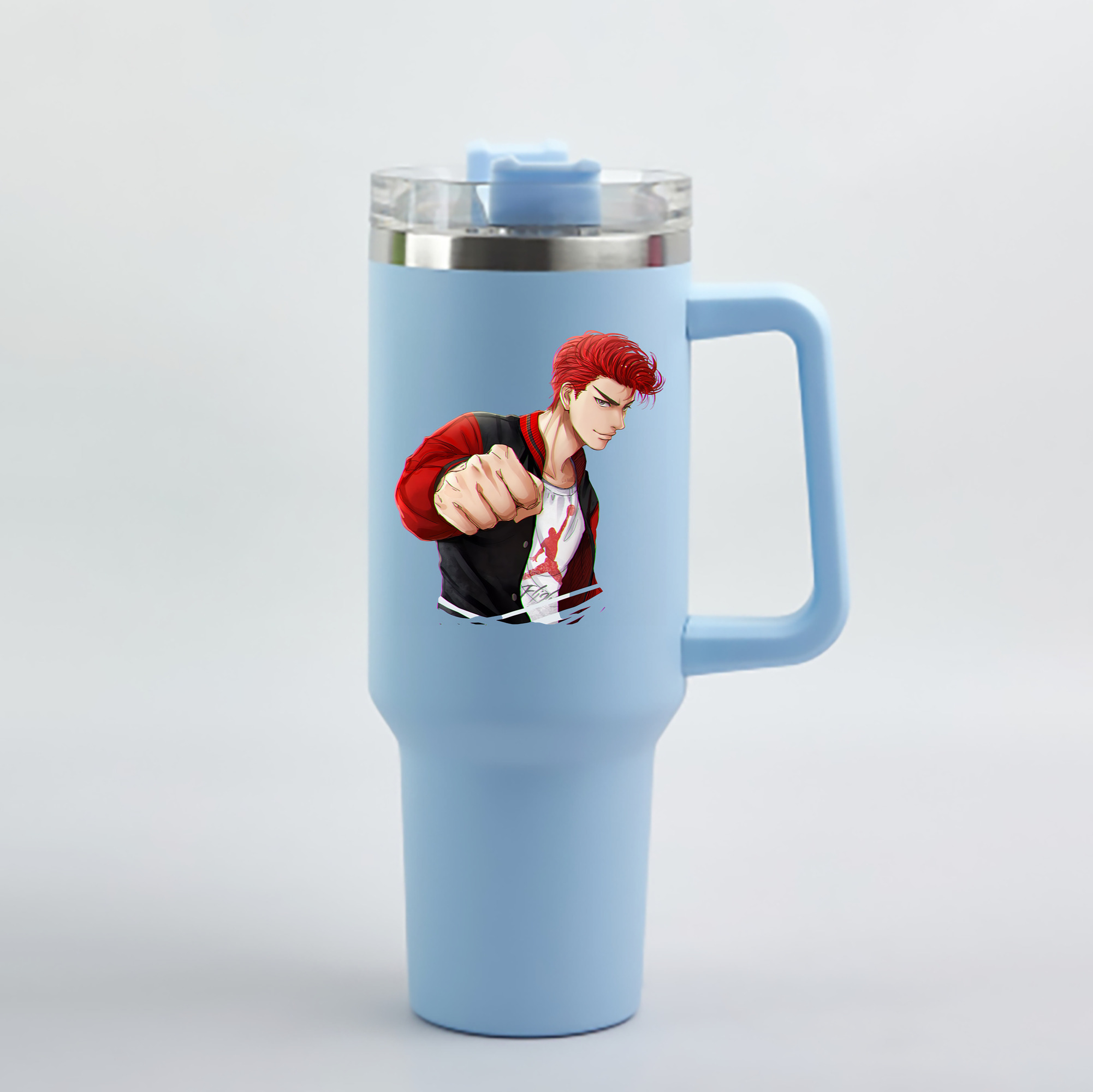 （画像用） SLAM DUNK／スラムダンク 1200mL車用タンブラー - クリスタルステッカー（プラスチックストロー付き）