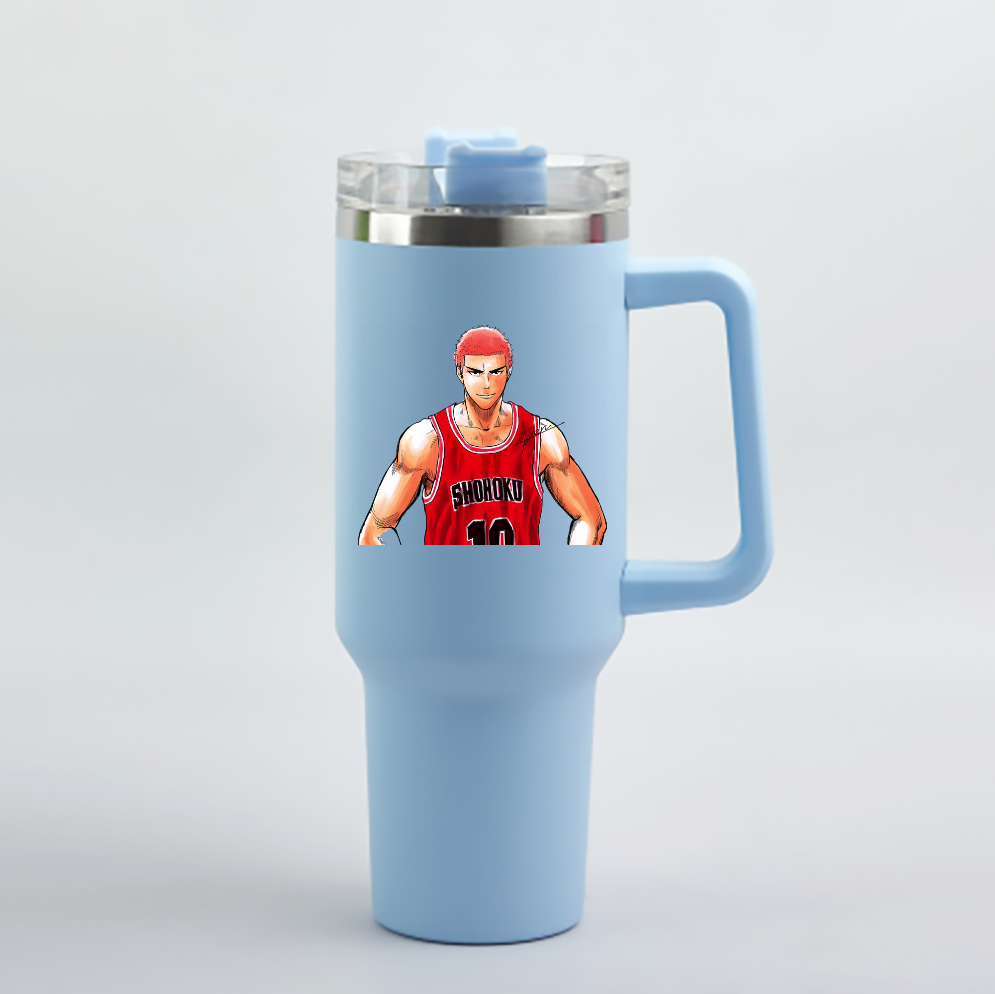 （画像用） SLAM DUNK／スラムダンク 1200mL車用タンブラー - クリスタルステッカー（プラスチックストロー付き）