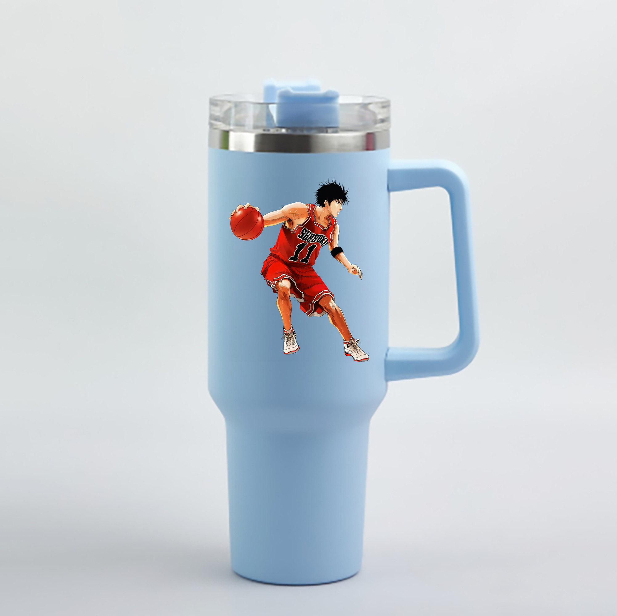 （画像用） SLAM DUNK／スラムダンク 1200mL車用タンブラー - クリスタルステッカー（プラスチックストロー付き）