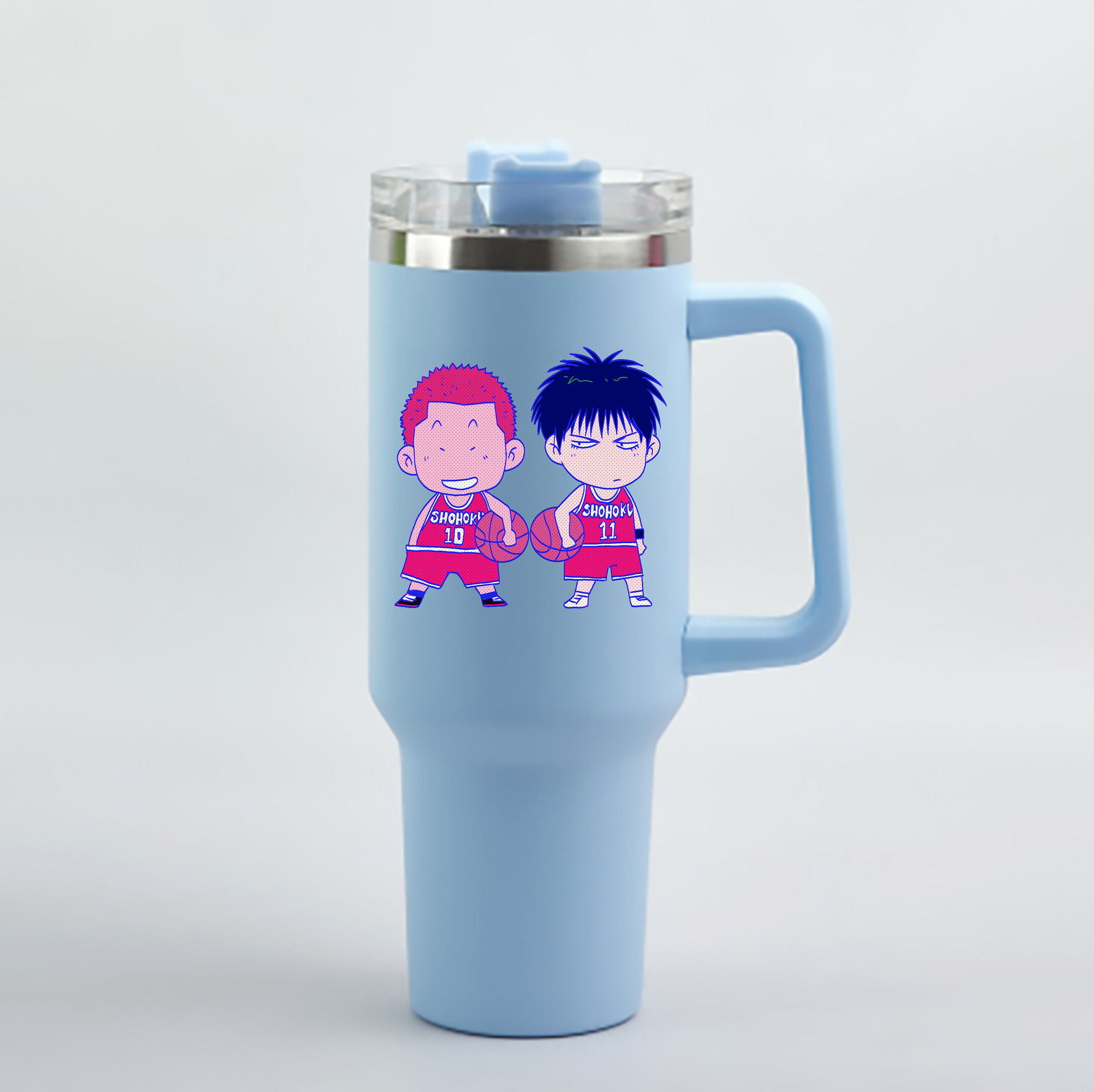 （画像用） SLAM DUNK／スラムダンク 1200mL車用タンブラー - クリスタルステッカー（プラスチックストロー付き）