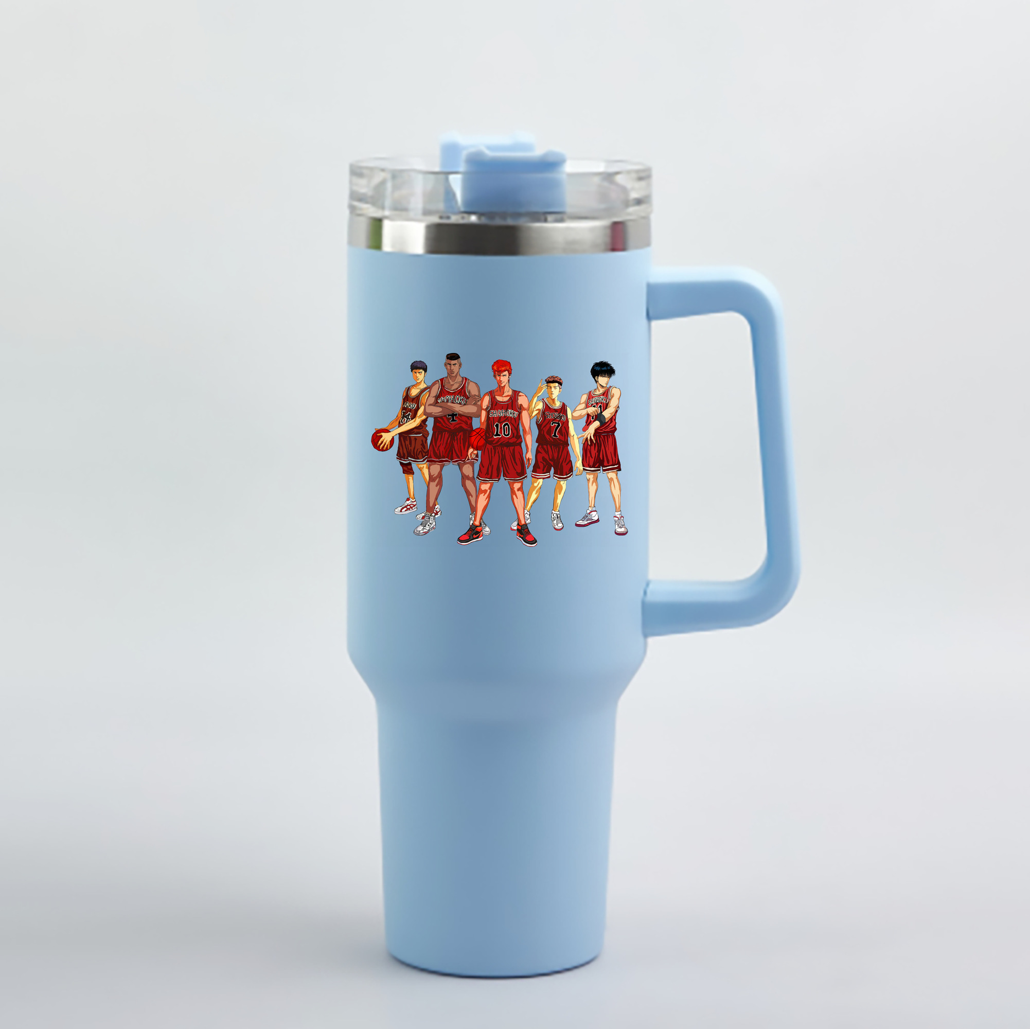 （画像用） SLAM DUNK／スラムダンク 1200mL車用タンブラー - クリスタルステッカー（プラスチックストロー付き）