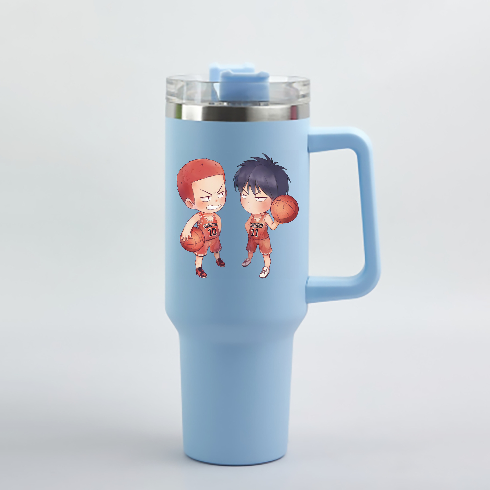 （画像用） SLAM DUNK／スラムダンク 1200mL車用タンブラー - クリスタルステッカー（プラスチックストロー付き）