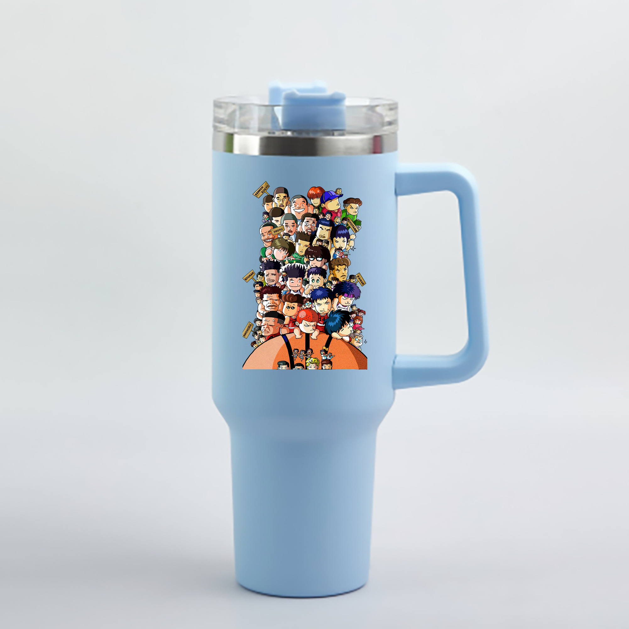 （画像用） SLAM DUNK／スラムダンク 1200mL車用タンブラー - クリスタルステッカー（プラスチックストロー付き）