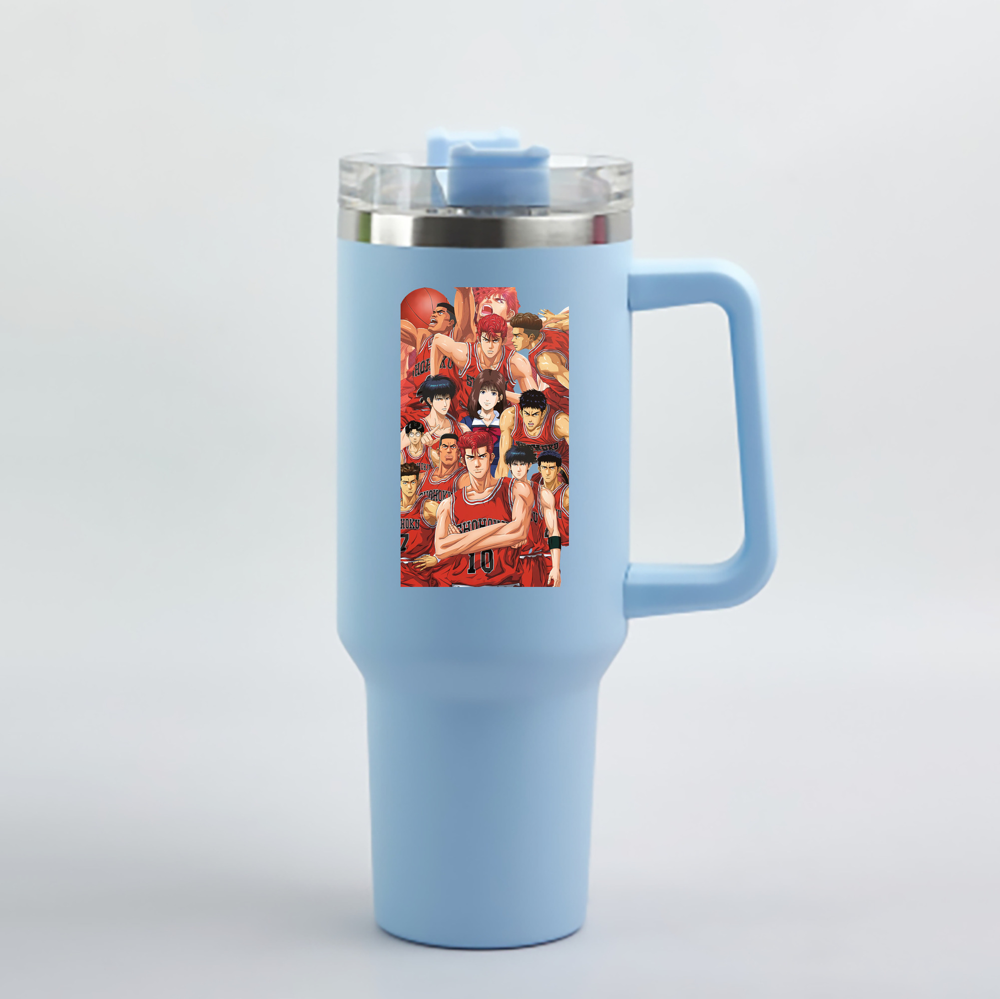 （画像用） SLAM DUNK／スラムダンク 1200mL車用タンブラー - クリスタルステッカー（プラスチックストロー付き）