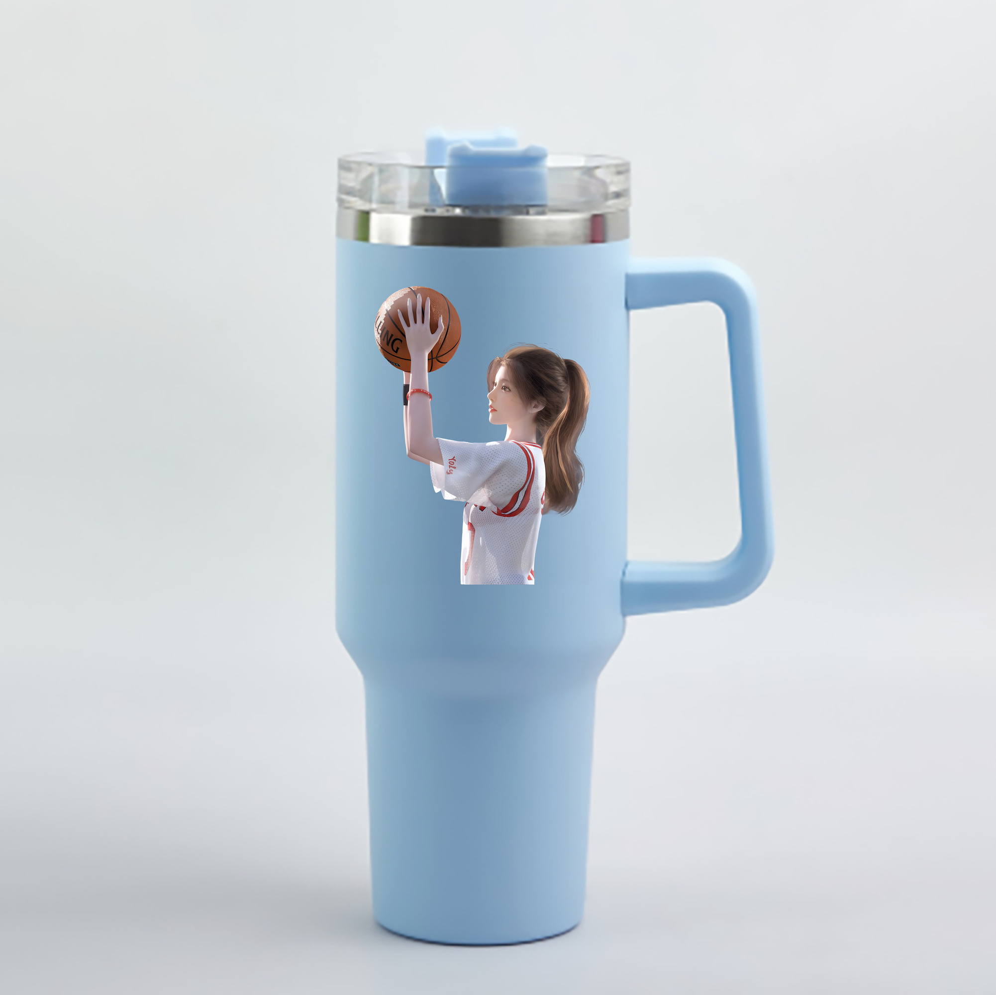 （画像用） SLAM DUNK／スラムダンク 1200mL車用タンブラー - クリスタルステッカー（プラスチックストロー付き）