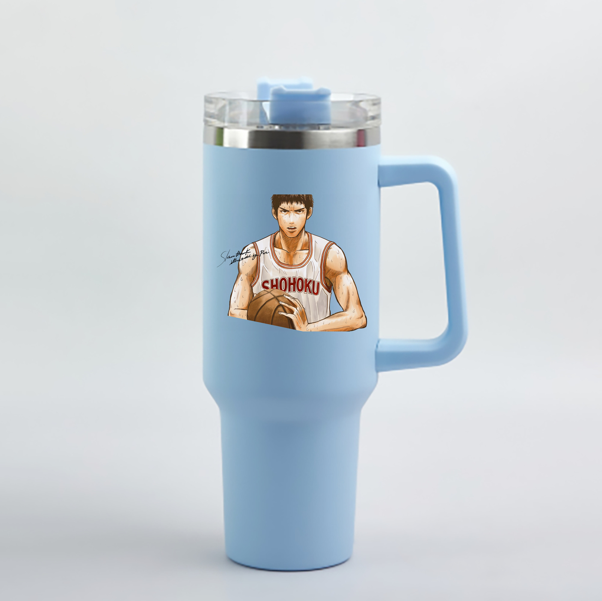 （画像用） SLAM DUNK／スラムダンク 1200mL車用タンブラー - クリスタルステッカー（プラスチックストロー付き）
