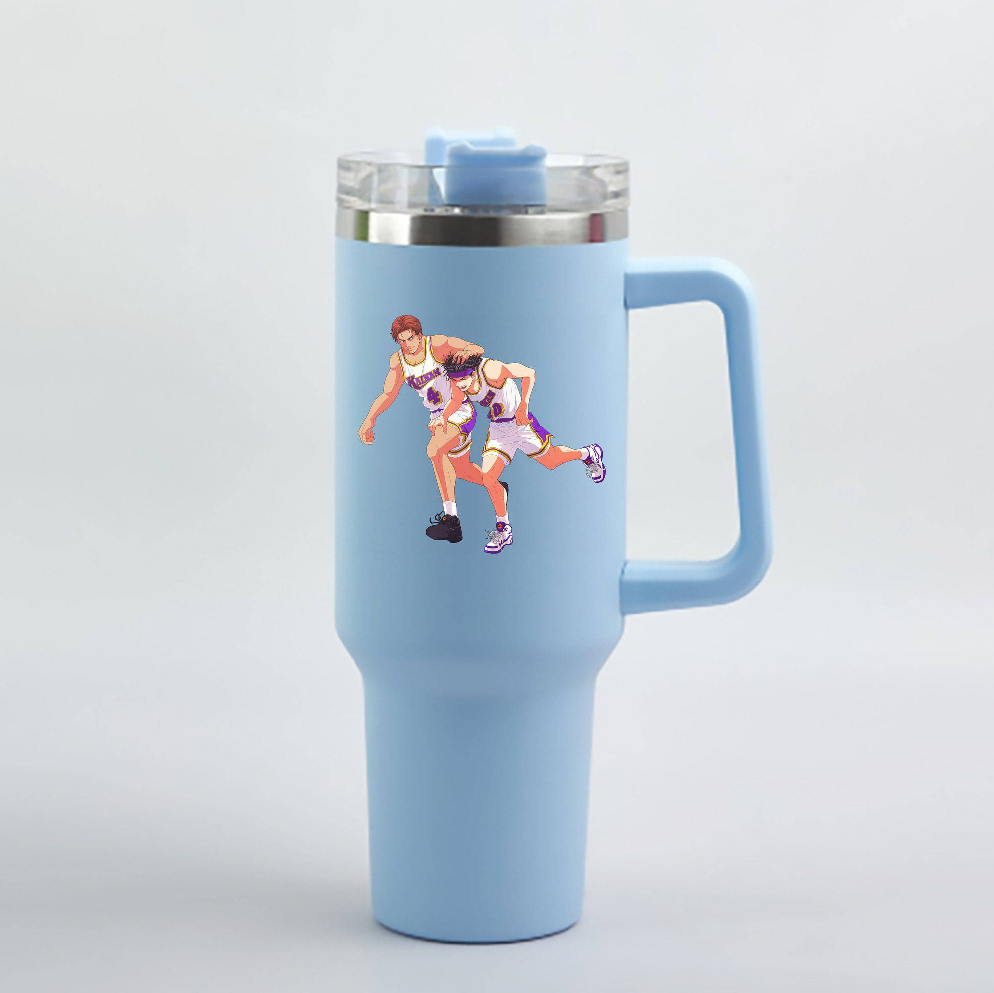 （画像用） SLAM DUNK／スラムダンク 1200mL車用タンブラー - クリスタルステッカー（プラスチックストロー付き）