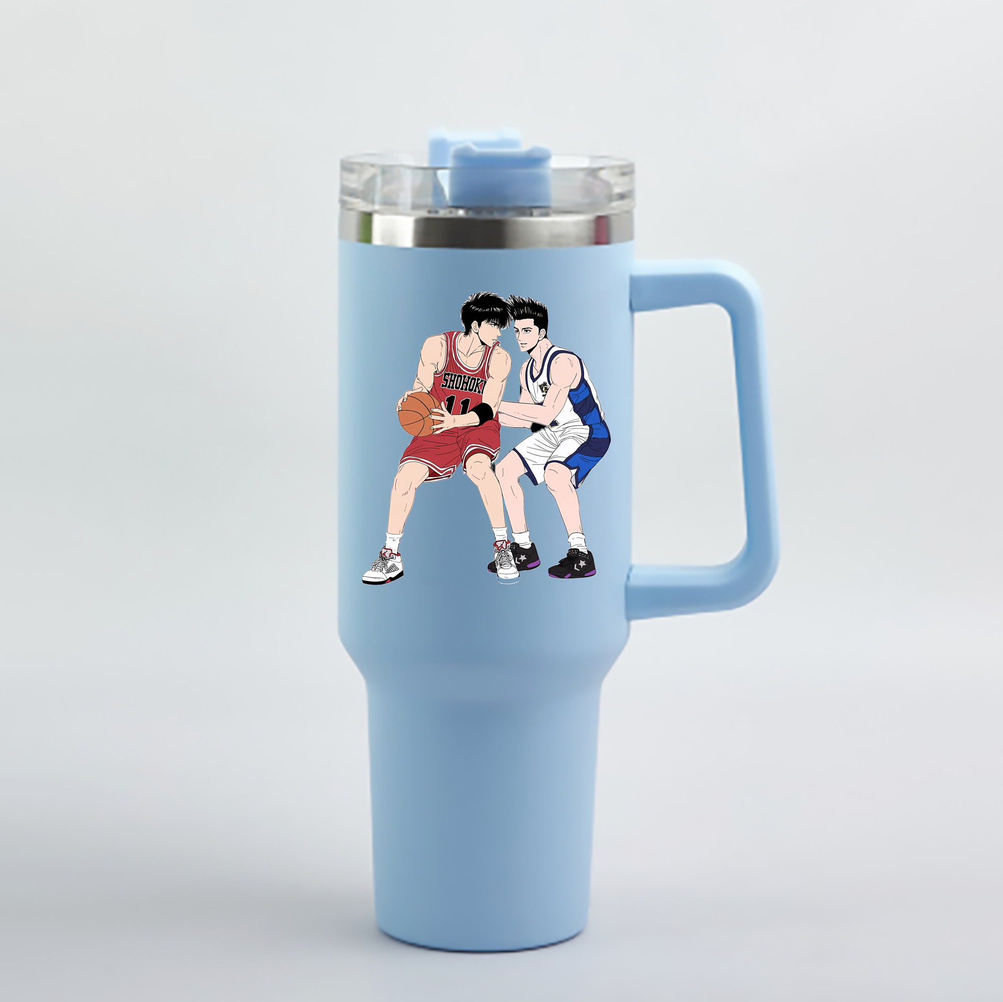 （画像用） SLAM DUNK／スラムダンク 1200mL車用タンブラー - クリスタルステッカー（プラスチックストロー付き）