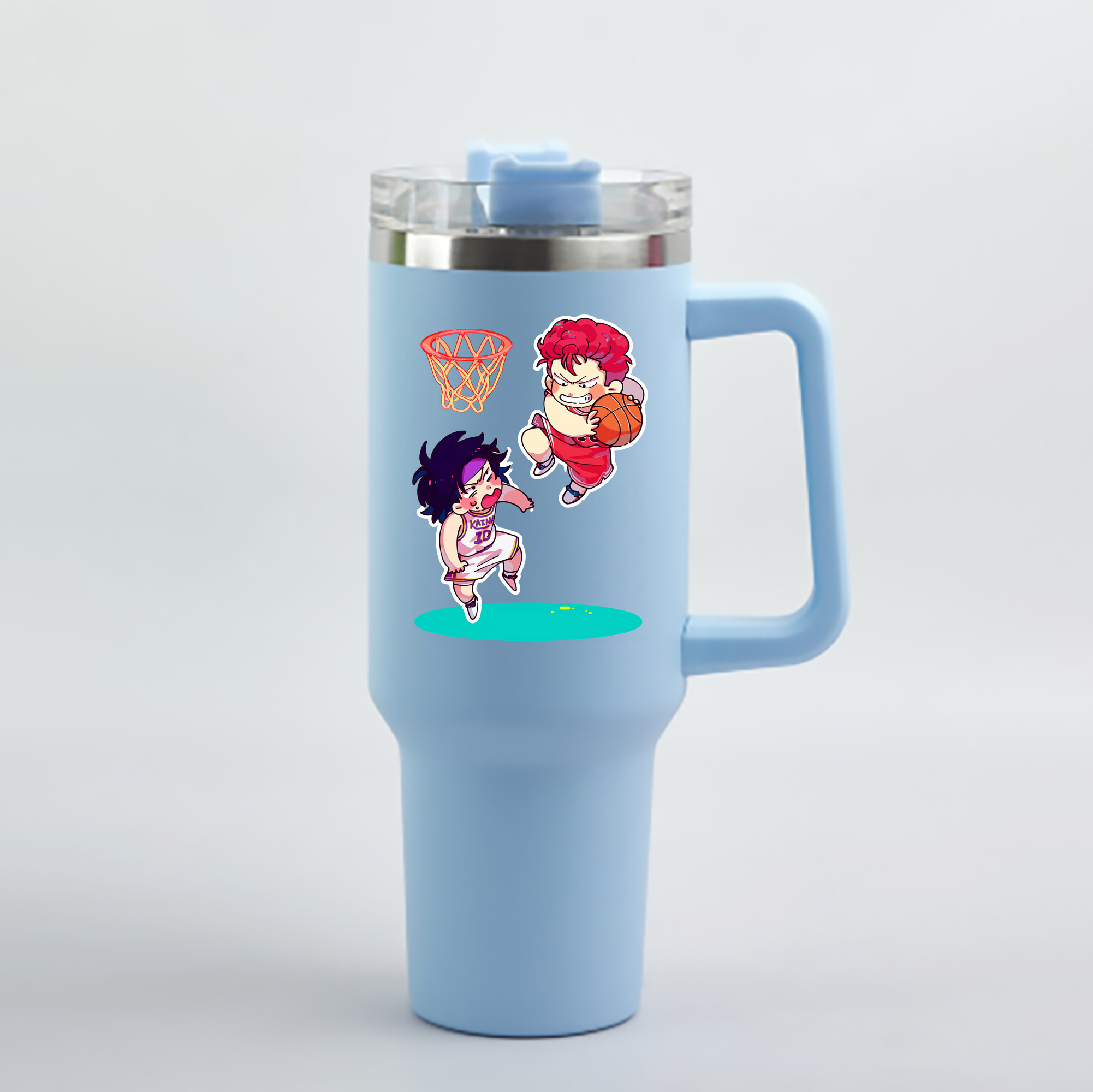 （画像用） SLAM DUNK／スラムダンク 1200mL車用タンブラー - クリスタルステッカー（プラスチックストロー付き）