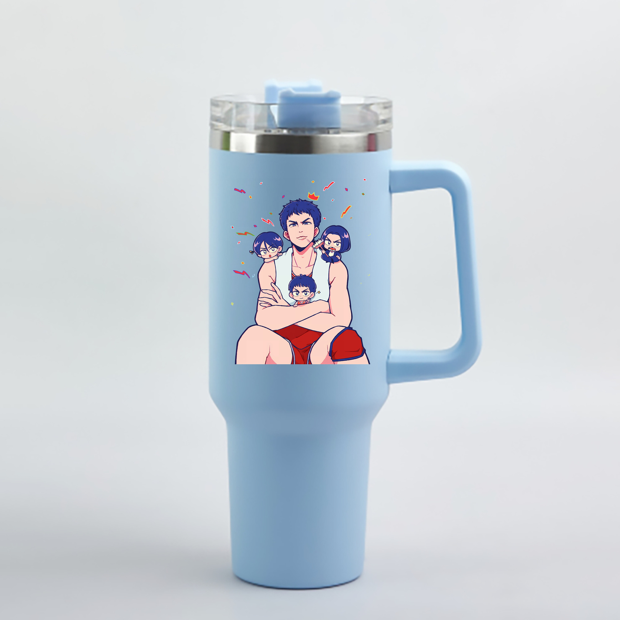 （画像用） SLAM DUNK／スラムダンク 1200mL車用タンブラー - クリスタルステッカー（プラスチックストロー付き）