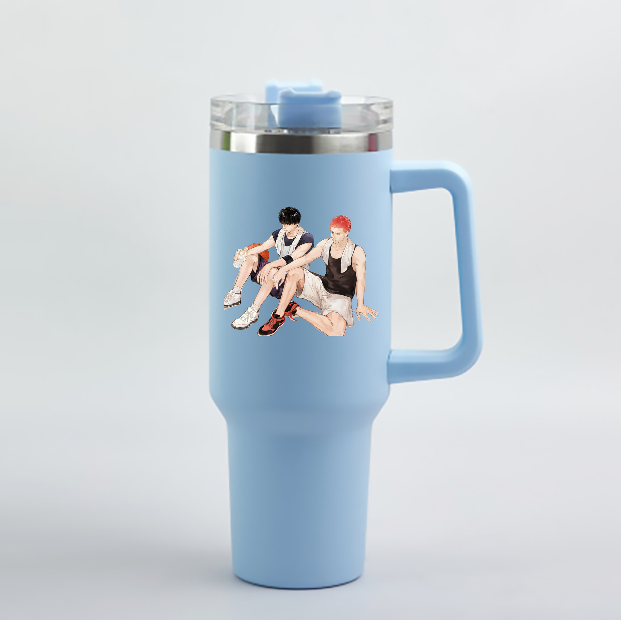 （画像用） SLAM DUNK／スラムダンク 1200mL車用タンブラー - クリスタルステッカー（プラスチックストロー付き）