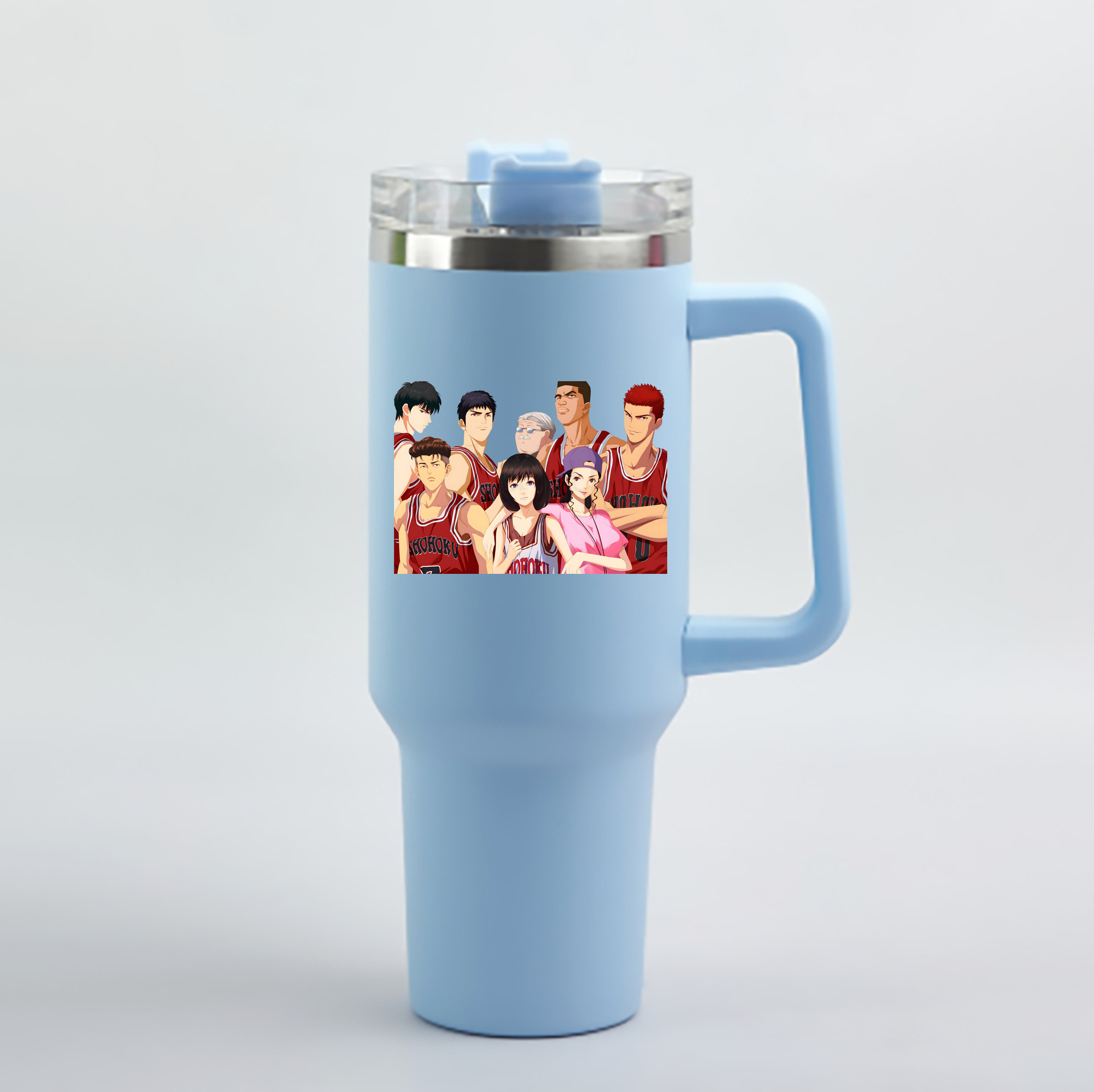 （画像用） SLAM DUNK／スラムダンク 1200mL車用タンブラー - クリスタルステッカー（プラスチックストロー付き）