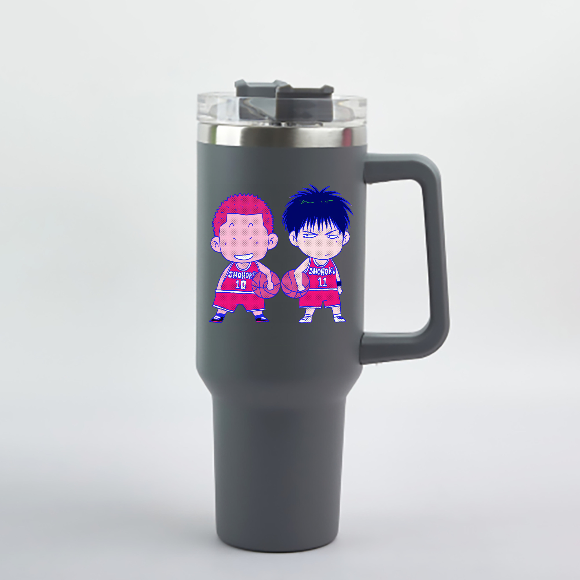 （画像用） SLAM DUNK／スラムダンク 1200mL車用タンブラー - クリスタルステッカー（プラスチックストロー付き）