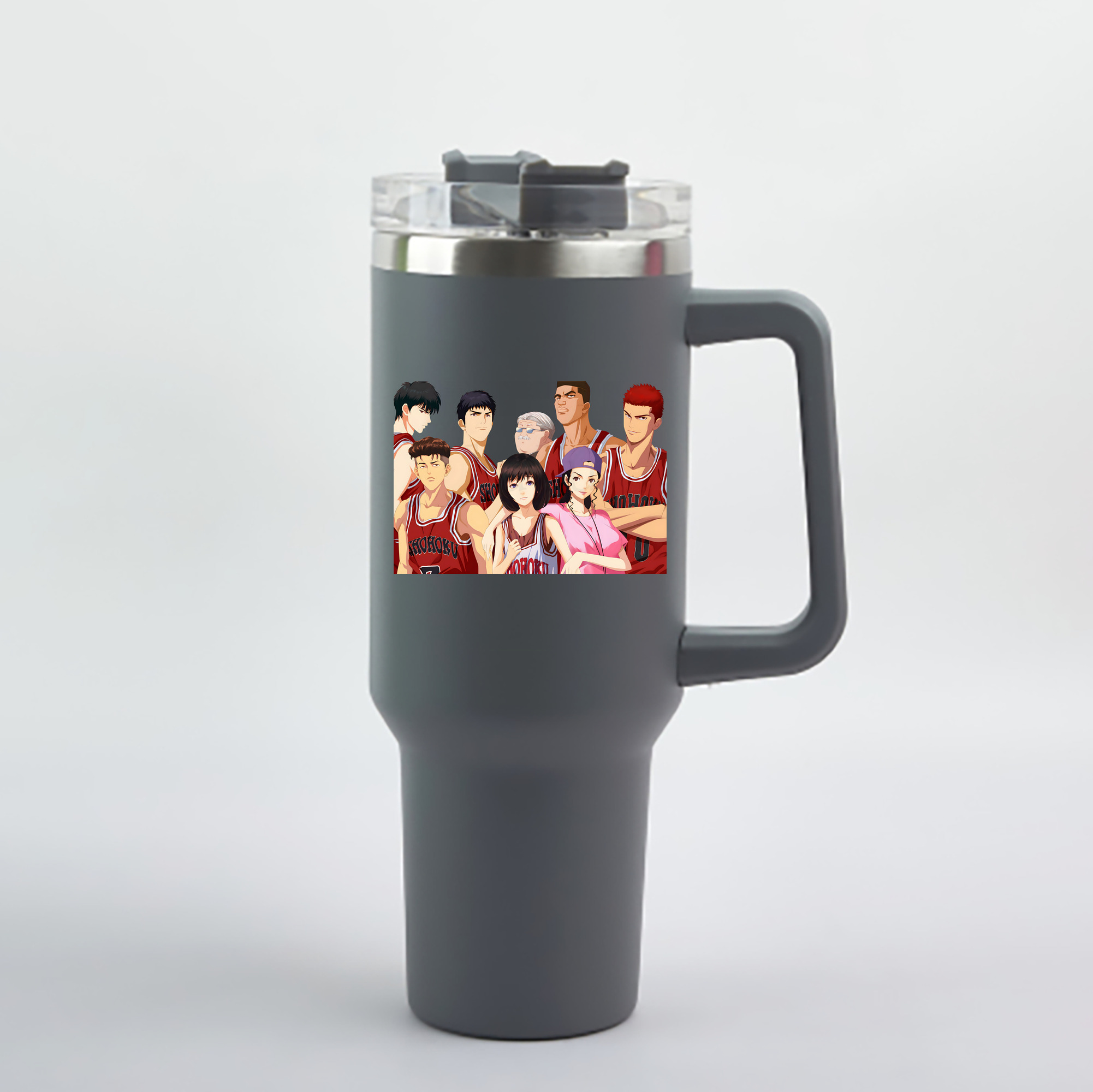 （画像用） SLAM DUNK／スラムダンク 1200mL車用タンブラー - クリスタルステッカー（プラスチックストロー付き）
