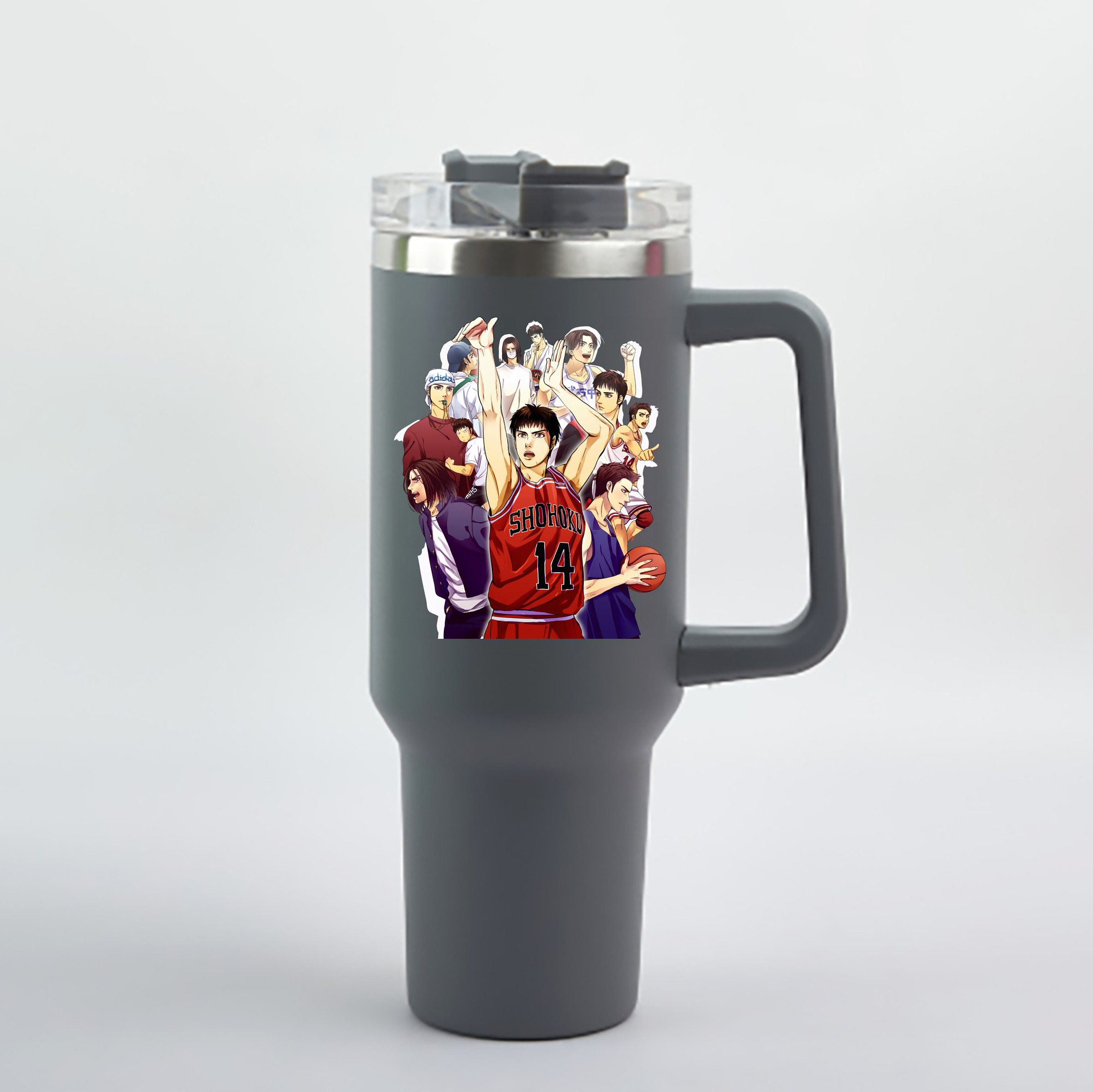 （画像用） SLAM DUNK／スラムダンク 1200mL車用タンブラー - クリスタルステッカー（プラスチックストロー付き）