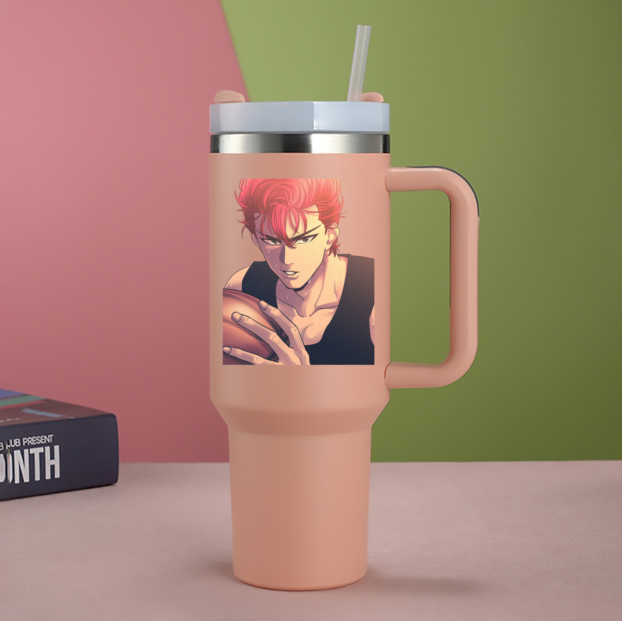 （画像用） SLAM DUNK／スラムダンク 1200mL車用タンブラー - クリスタルステッカー（プラスチックストロー付き）