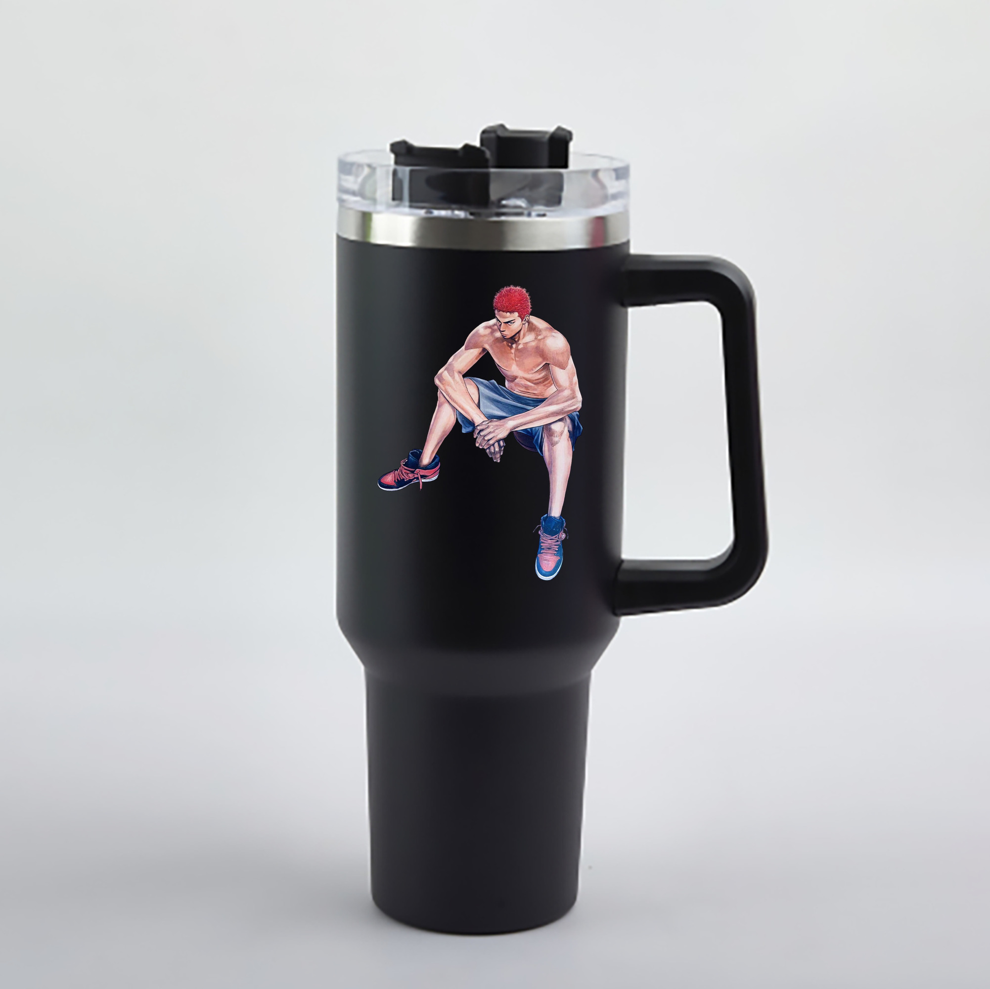 （画像用） SLAM DUNK／スラムダンク 1200mL車用タンブラー - クリスタルステッカー（プラスチックストロー付き）