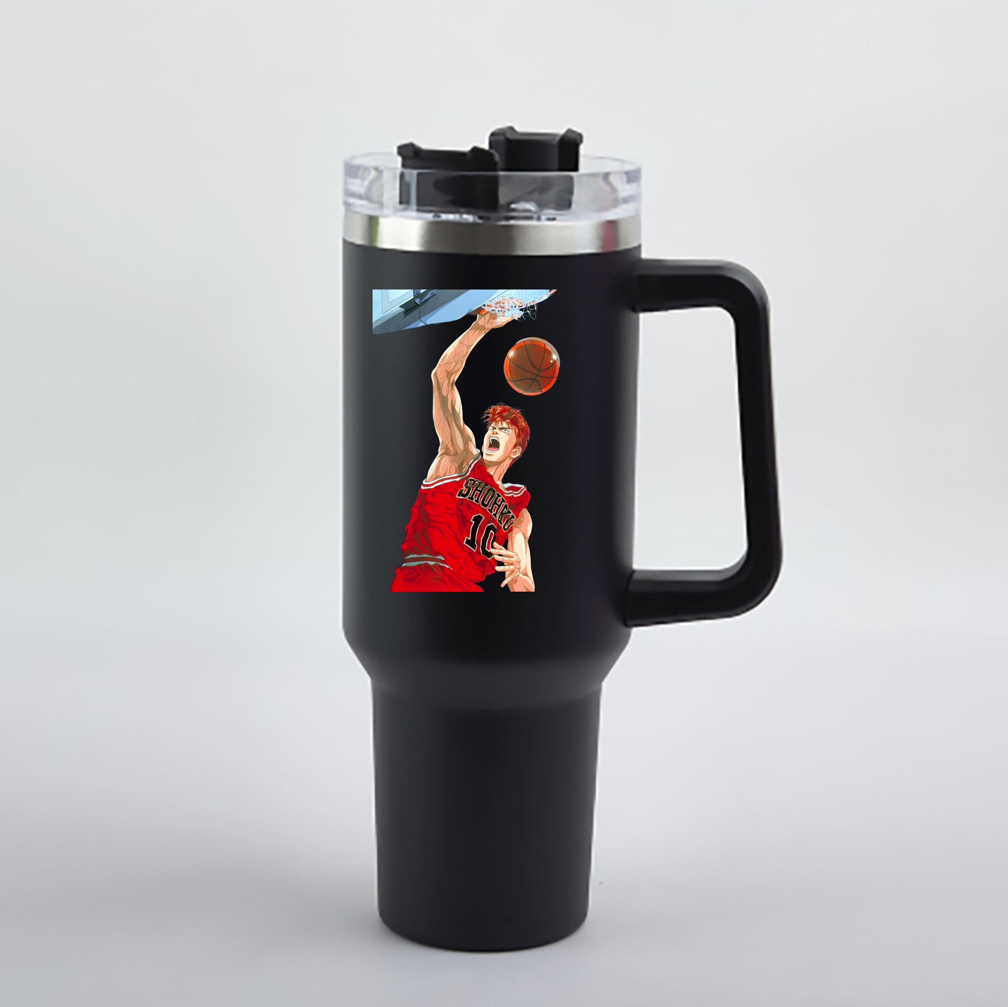 （画像用） SLAM DUNK／スラムダンク 1200mL車用タンブラー - クリスタルステッカー（プラスチックストロー付き）
