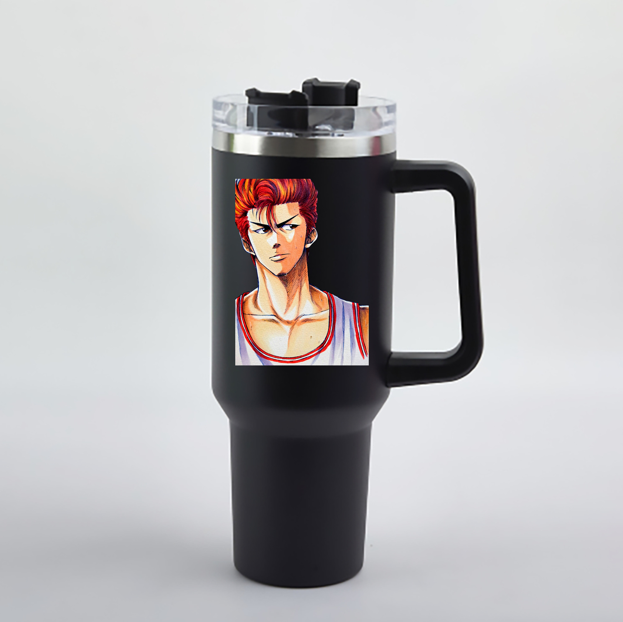 （画像用） SLAM DUNK／スラムダンク 1200mL車用タンブラー - クリスタルステッカー（プラスチックストロー付き）