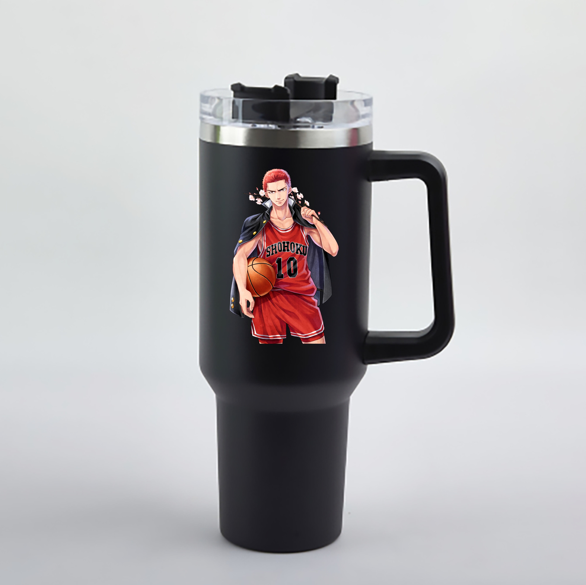 （画像用） SLAM DUNK／スラムダンク 1200mL車用タンブラー - クリスタルステッカー（プラスチックストロー付き）