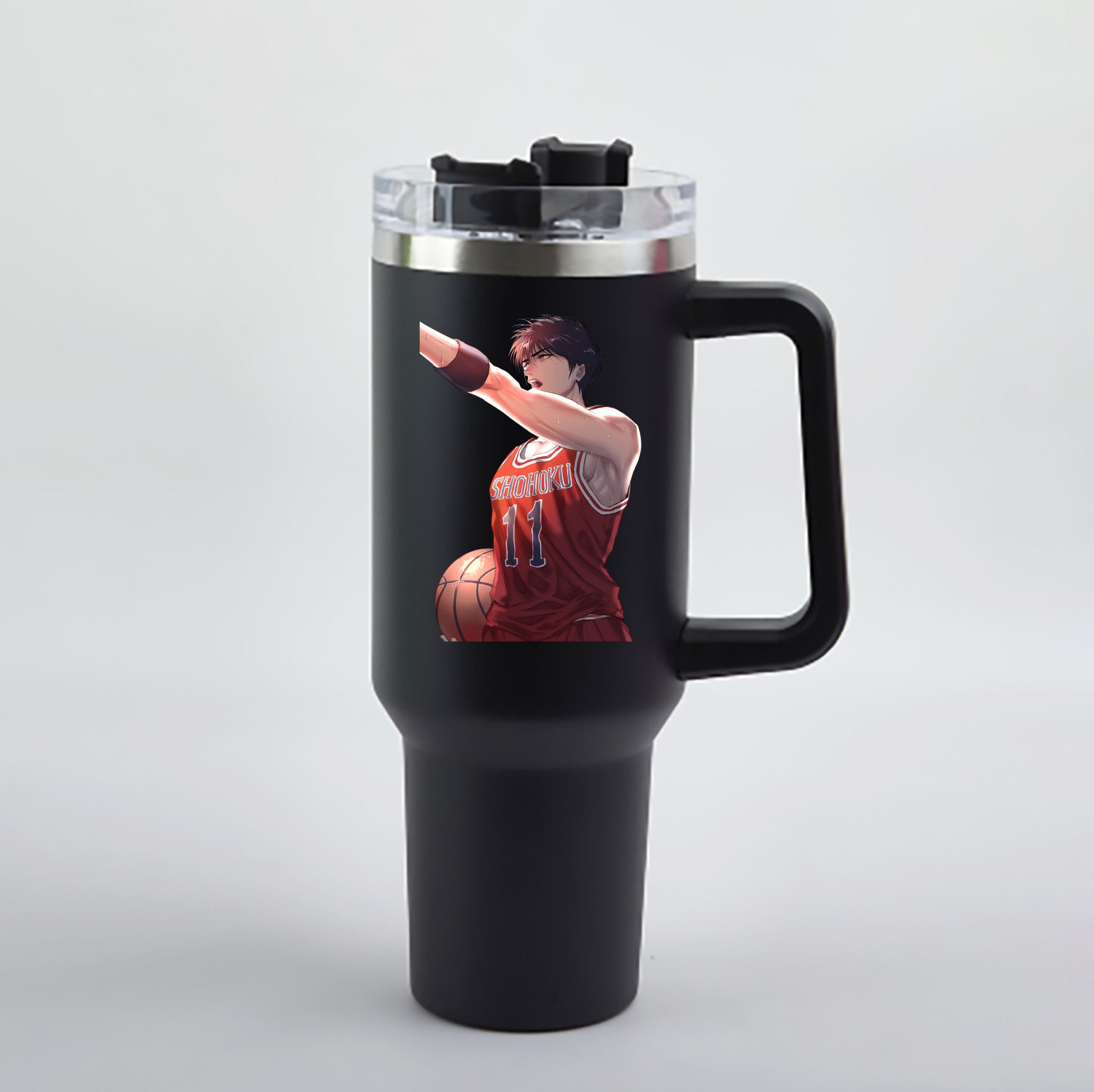 （画像用） SLAM DUNK／スラムダンク 1200mL車用タンブラー - クリスタルステッカー（プラスチックストロー付き）