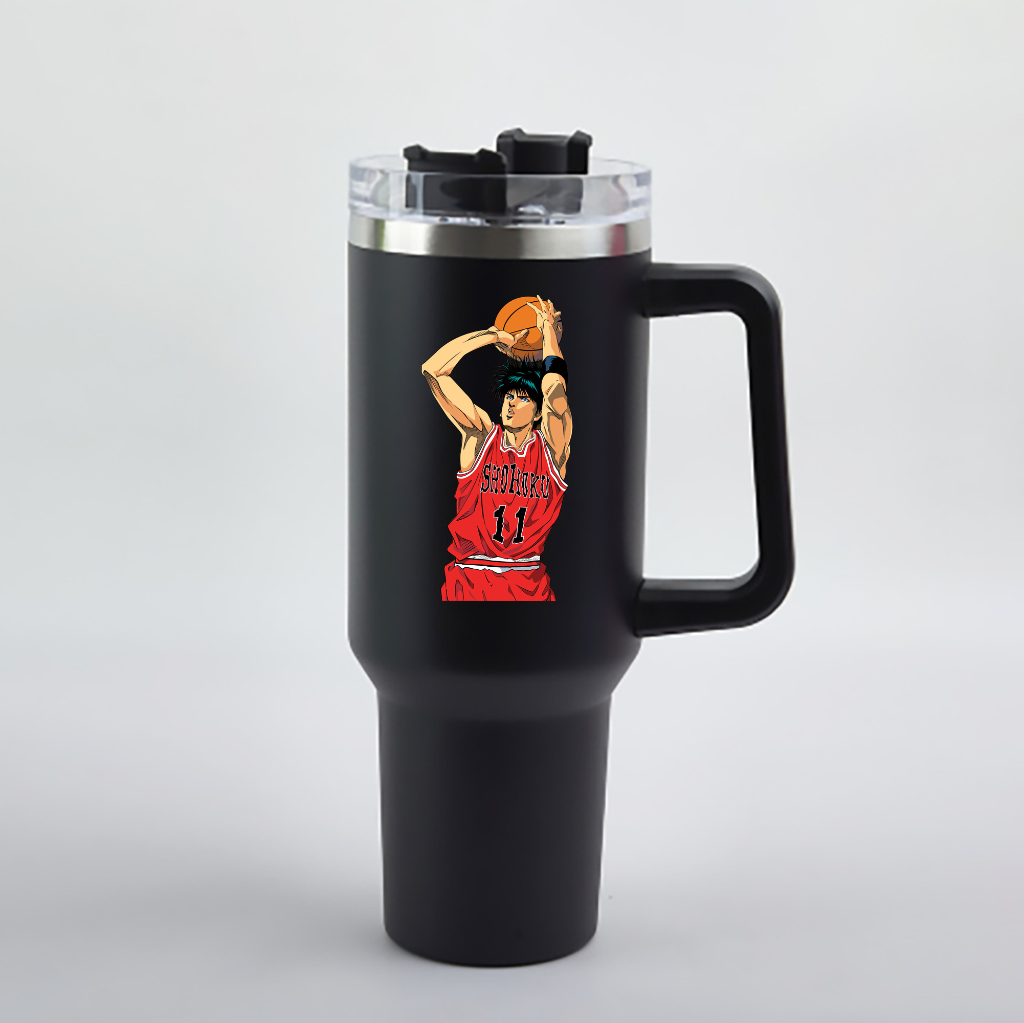 （画像用） SLAM DUNK／スラムダンク 1200mL車用タンブラー - クリスタルステッカー（プラスチックストロー付き）