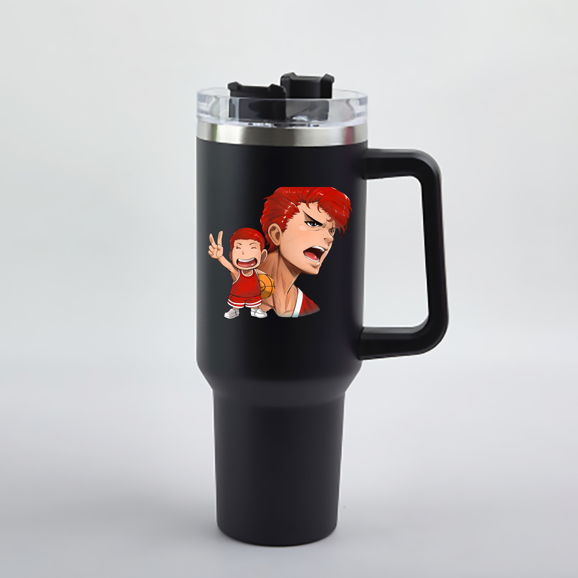 （画像用） SLAM DUNK／スラムダンク 1200mL車用タンブラー - クリスタルステッカー（プラスチックストロー付き）