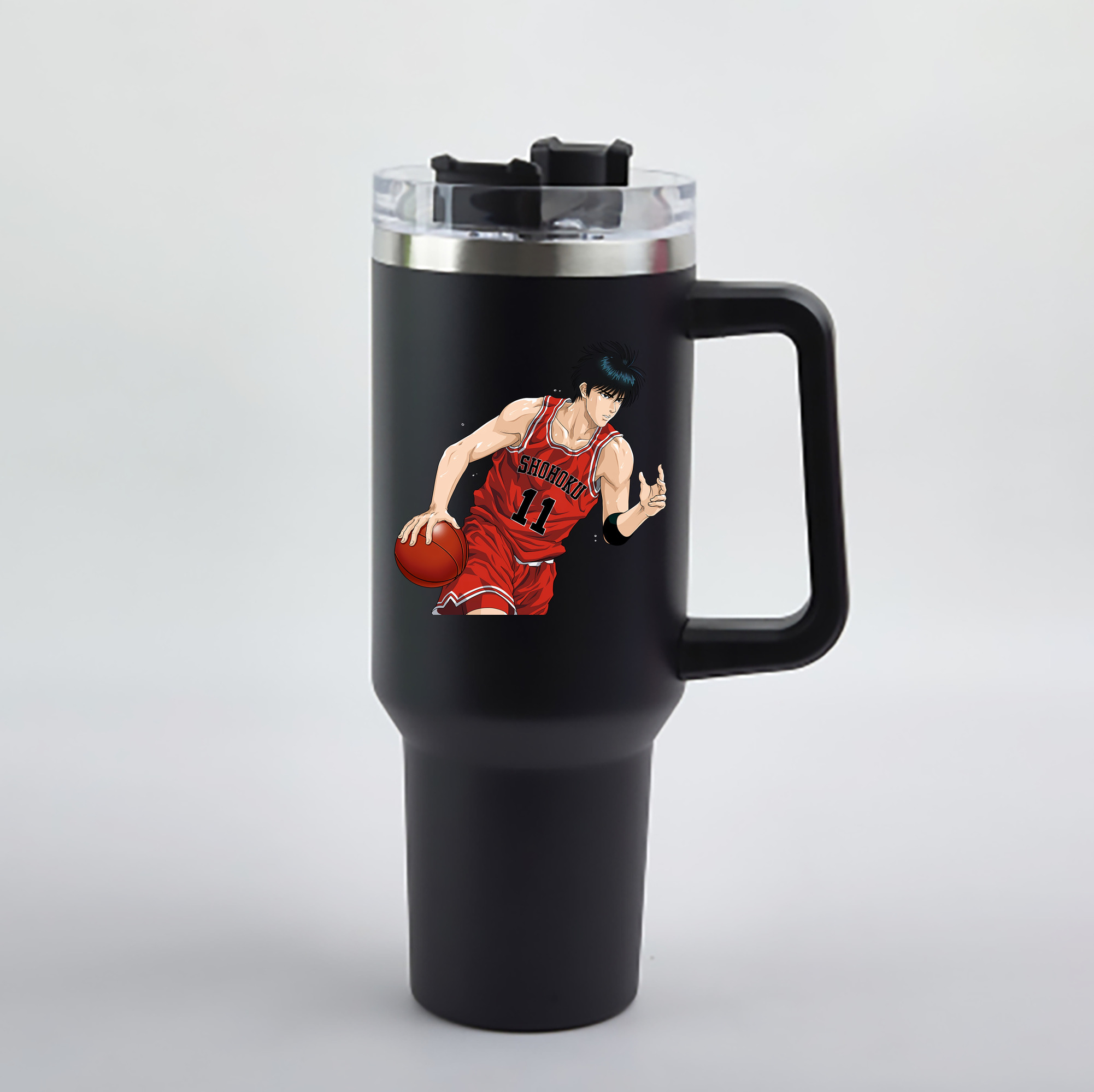 （画像用） SLAM DUNK／スラムダンク 1200mL車用タンブラー - クリスタルステッカー（プラスチックストロー付き）
