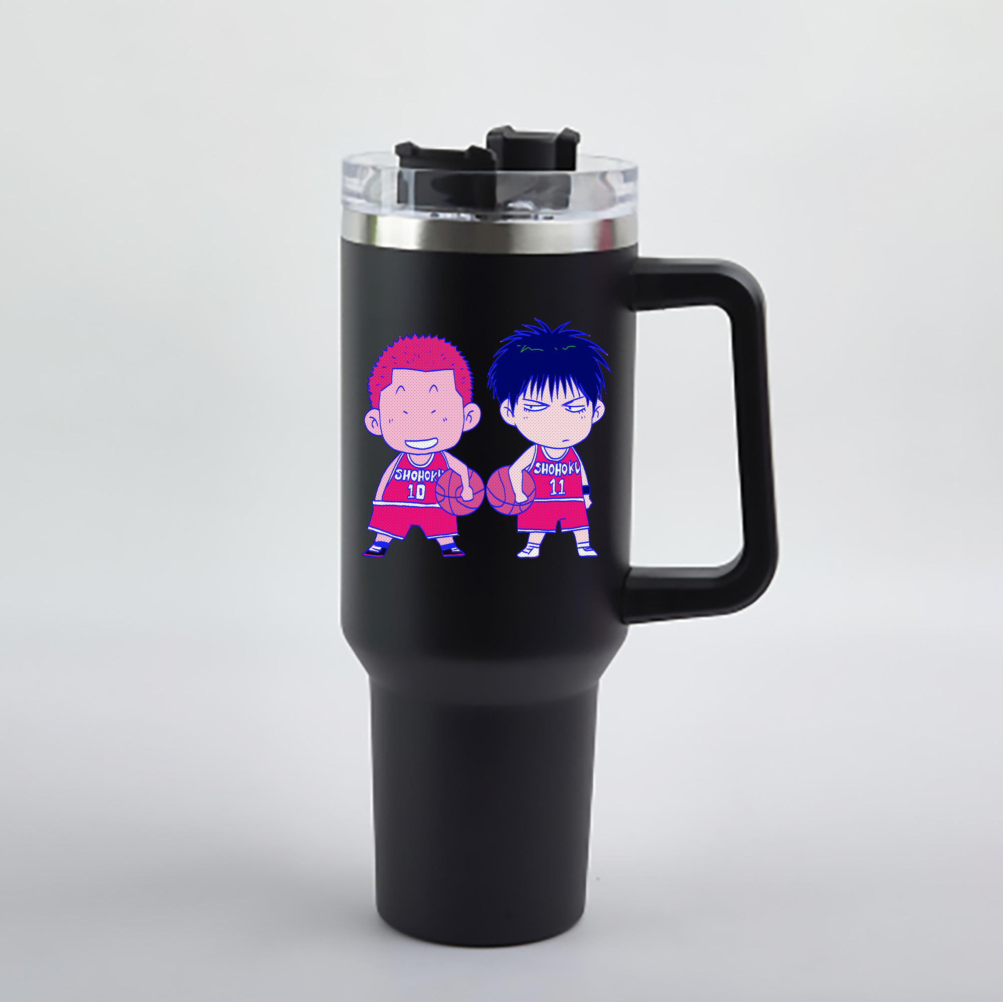 （画像用） SLAM DUNK／スラムダンク 1200mL車用タンブラー - クリスタルステッカー（プラスチックストロー付き）