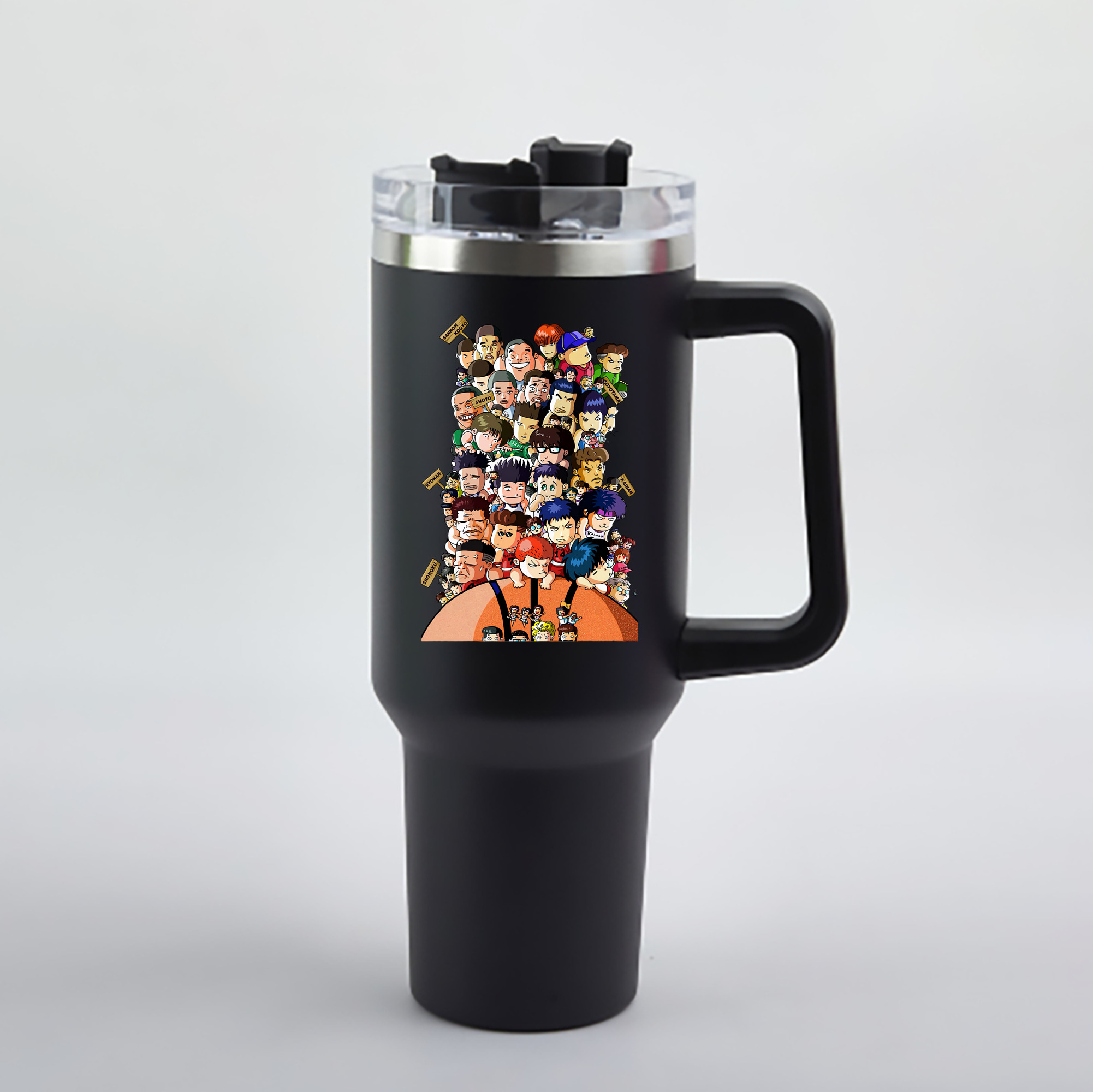 （画像用） SLAM DUNK／スラムダンク 1200mL車用タンブラー - クリスタルステッカー（プラスチックストロー付き）