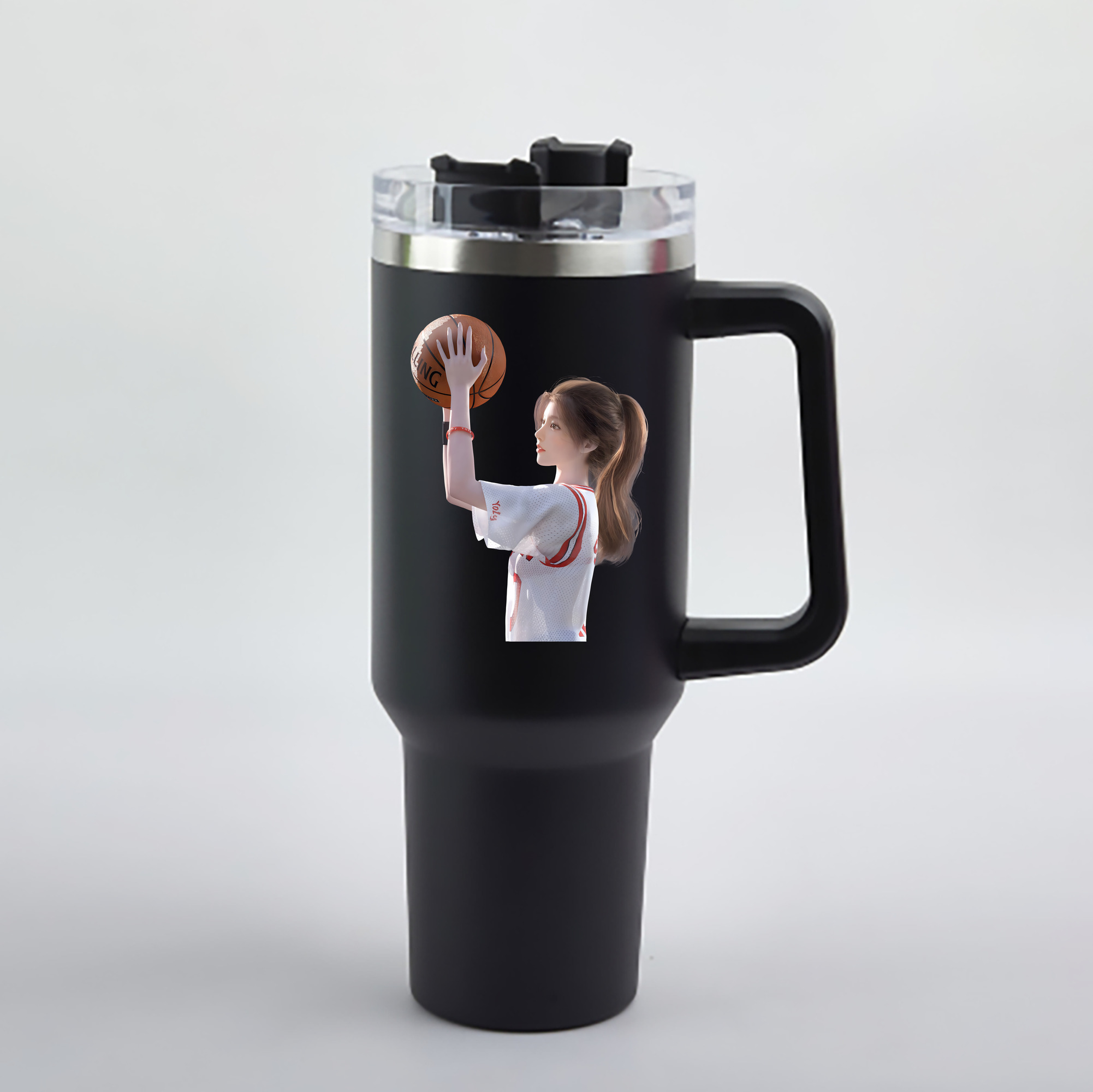 （画像用） SLAM DUNK／スラムダンク 1200mL車用タンブラー - クリスタルステッカー（プラスチックストロー付き）