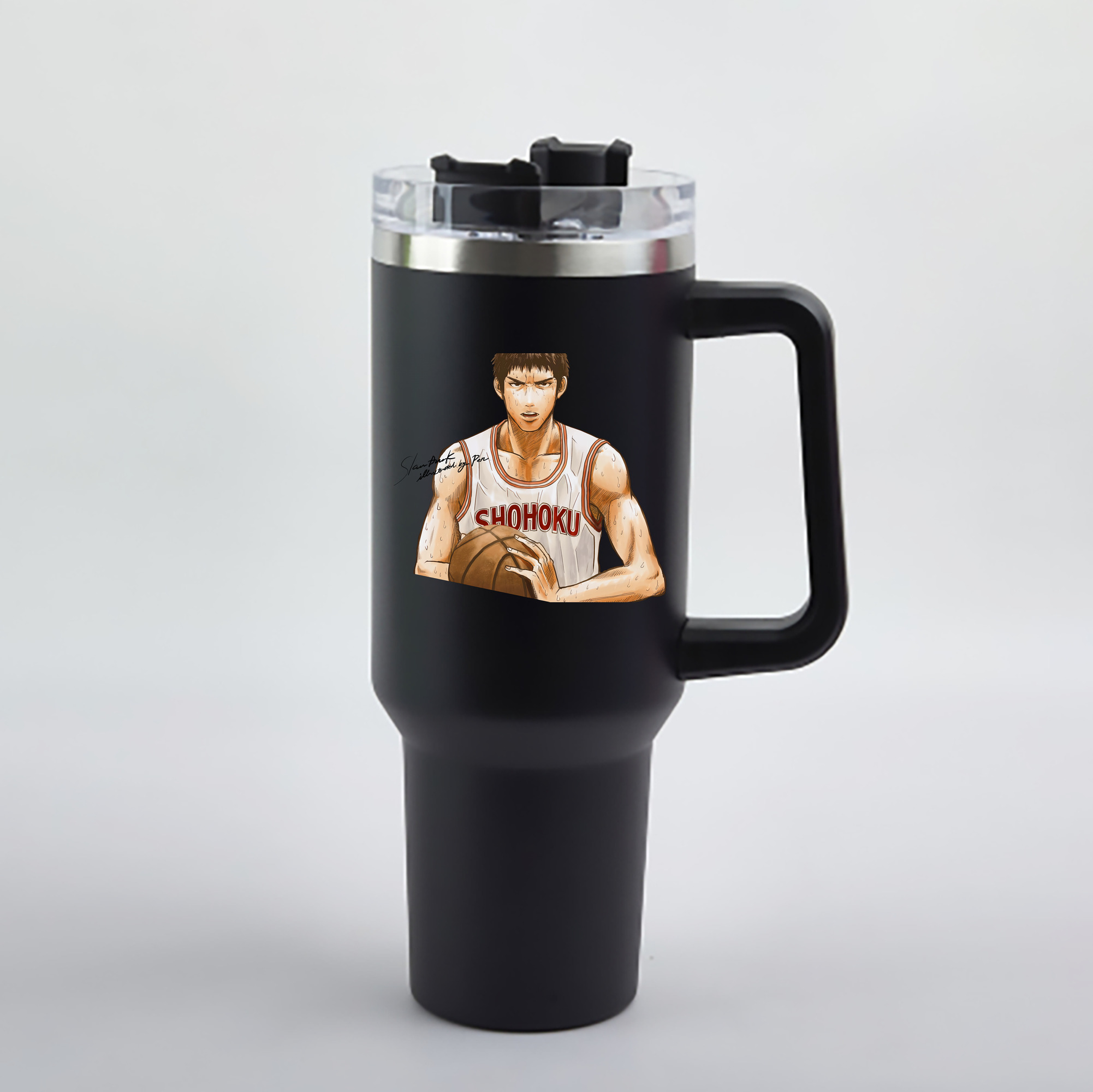 （画像用） SLAM DUNK／スラムダンク 1200mL車用タンブラー - クリスタルステッカー（プラスチックストロー付き）