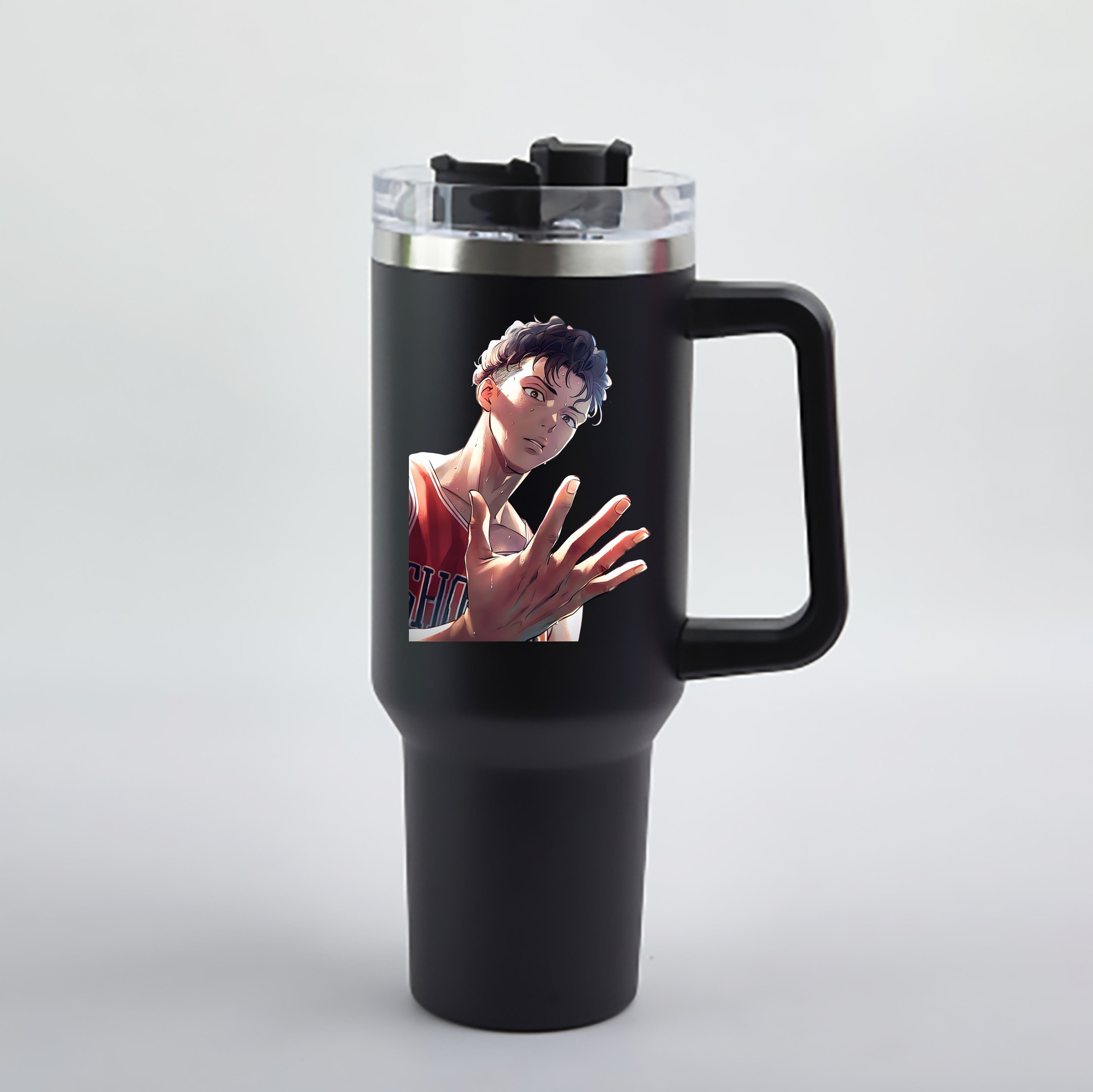 （画像用） SLAM DUNK／スラムダンク 1200mL車用タンブラー - クリスタルステッカー（プラスチックストロー付き）