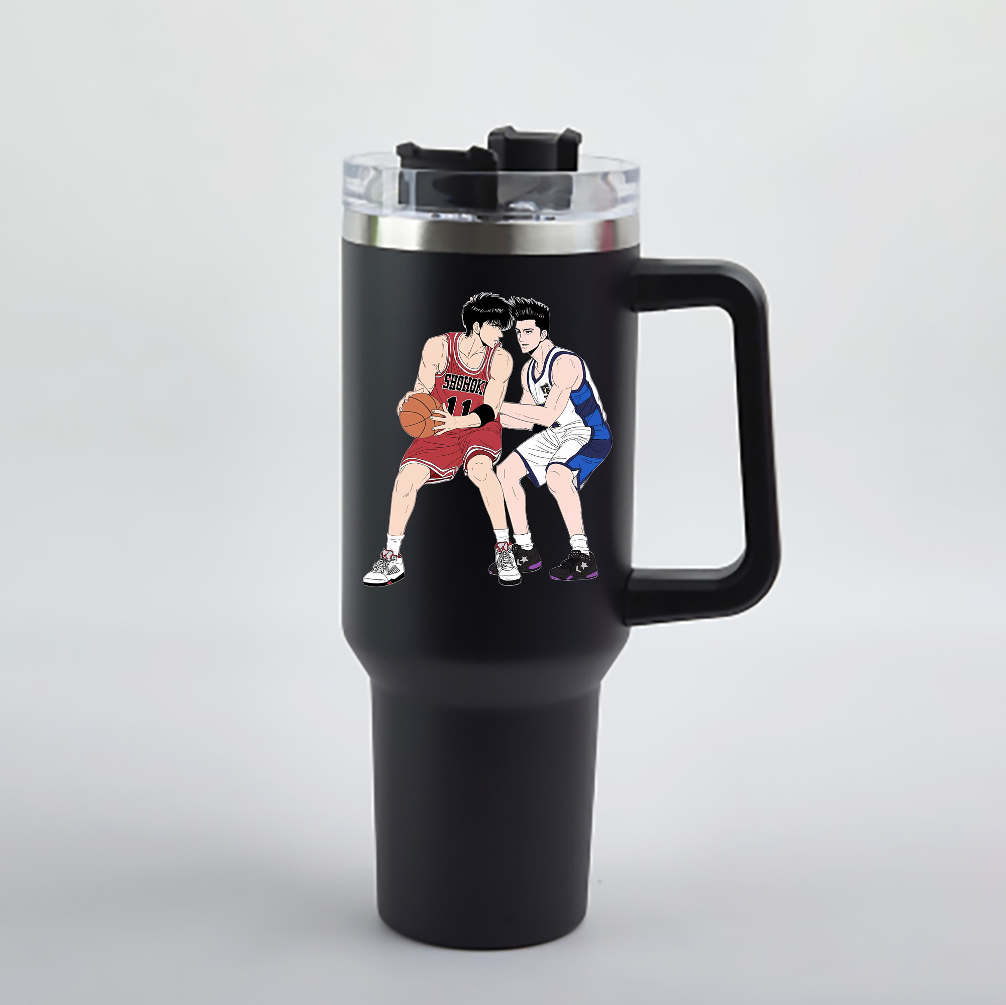 （画像用） SLAM DUNK／スラムダンク 1200mL車用タンブラー - クリスタルステッカー（プラスチックストロー付き）