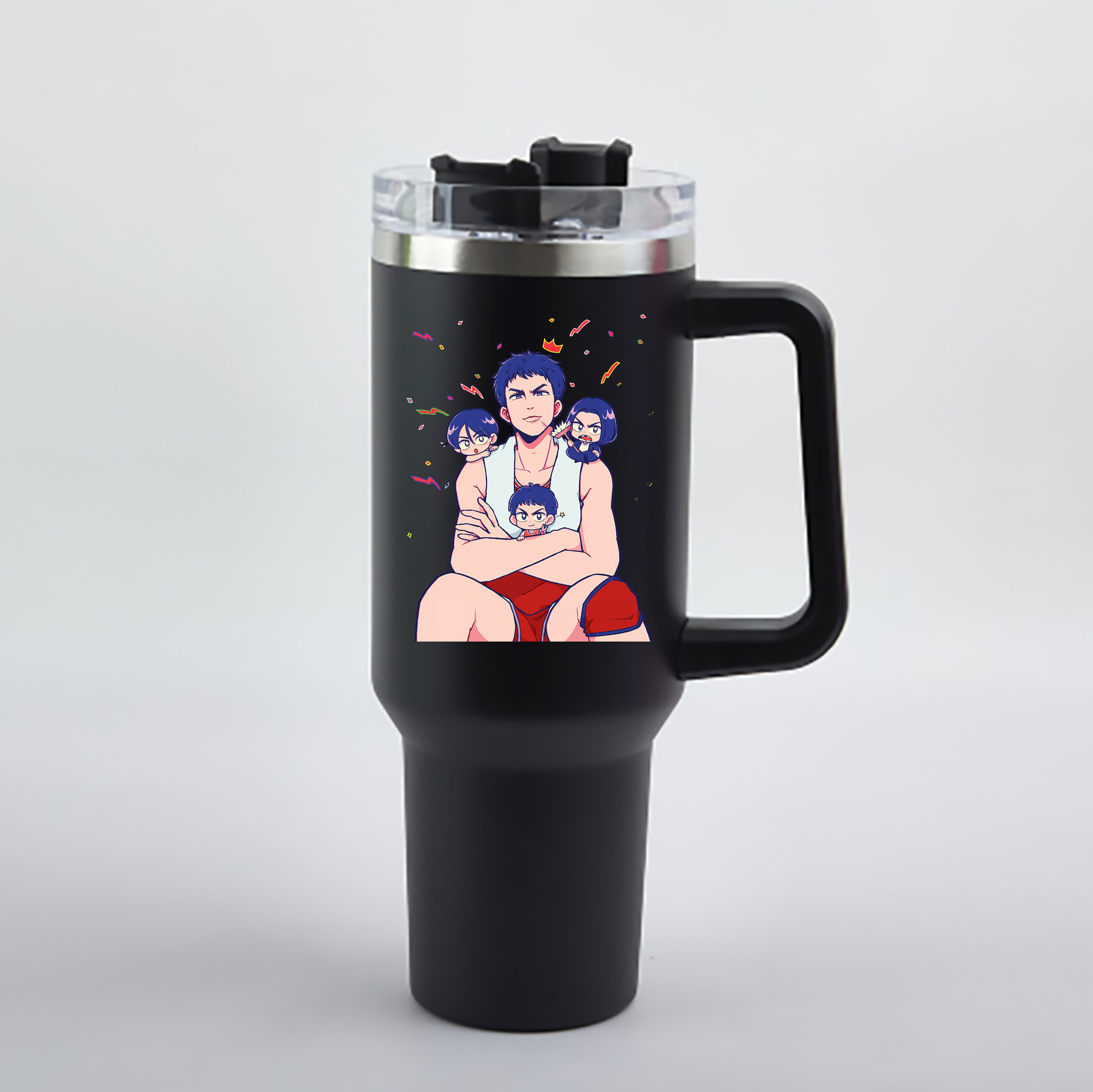 （画像用） SLAM DUNK／スラムダンク 1200mL車用タンブラー - クリスタルステッカー（プラスチックストロー付き）