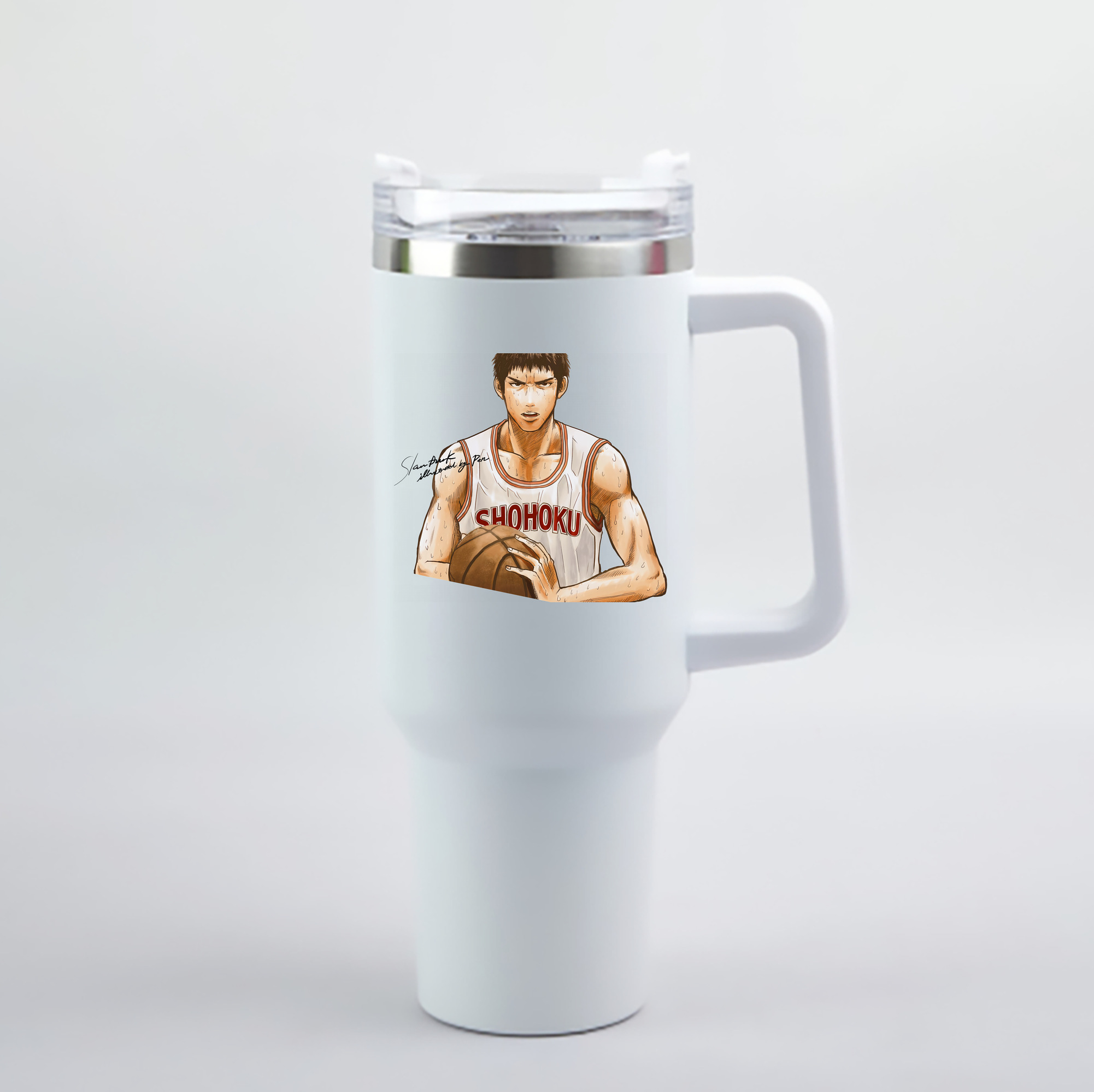 （画像用） SLAM DUNK／スラムダンク 1200mL車用タンブラー - クリスタルステッカー（プラスチックストロー付き）