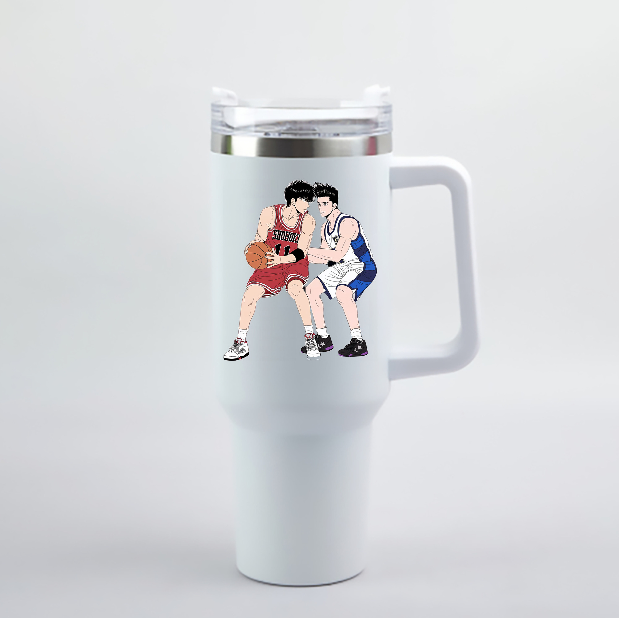 （画像用） SLAM DUNK／スラムダンク 1200mL車用タンブラー - クリスタルステッカー（プラスチックストロー付き）