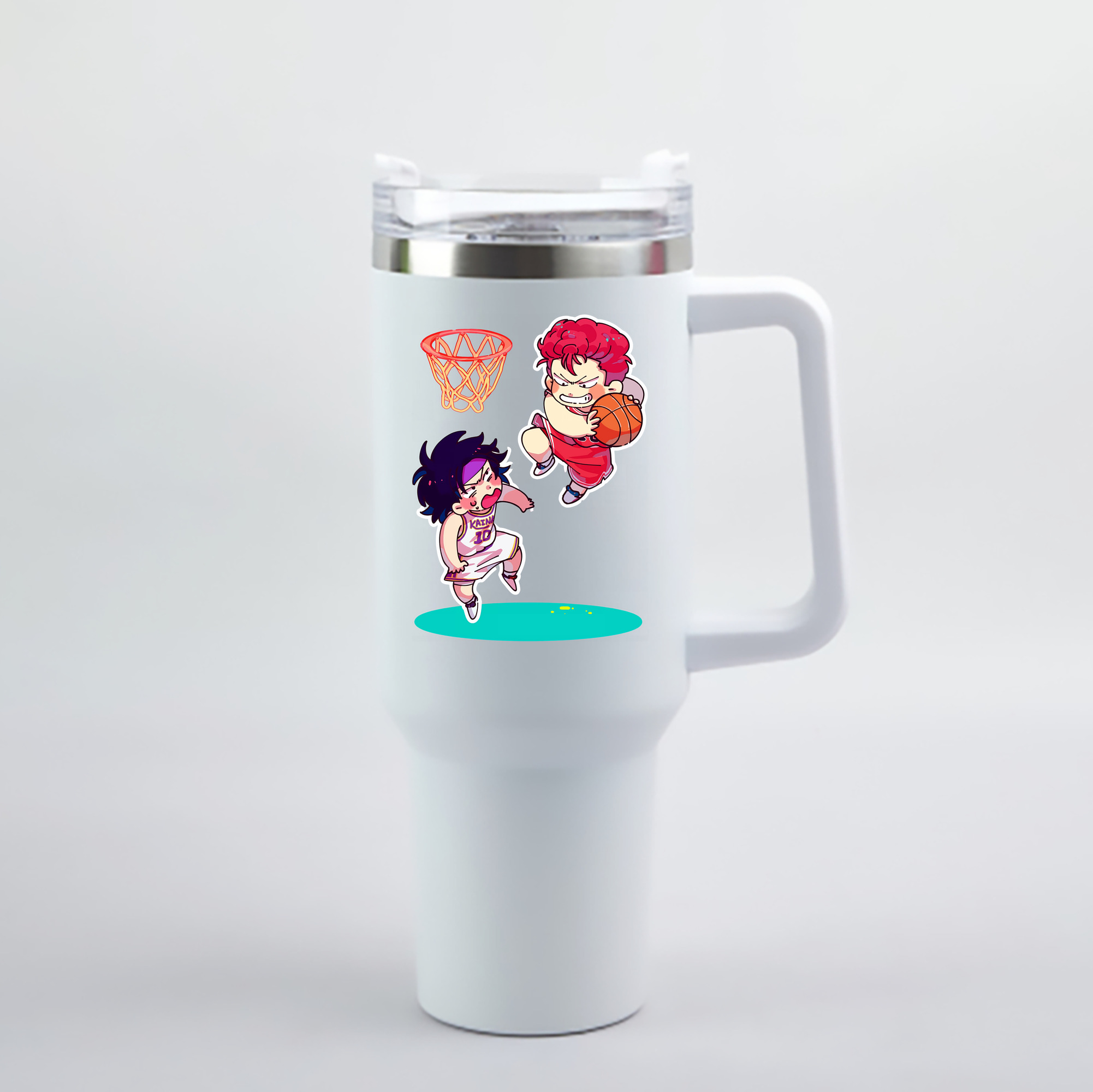 （画像用） SLAM DUNK／スラムダンク 1200mL車用タンブラー - クリスタルステッカー（プラスチックストロー付き）