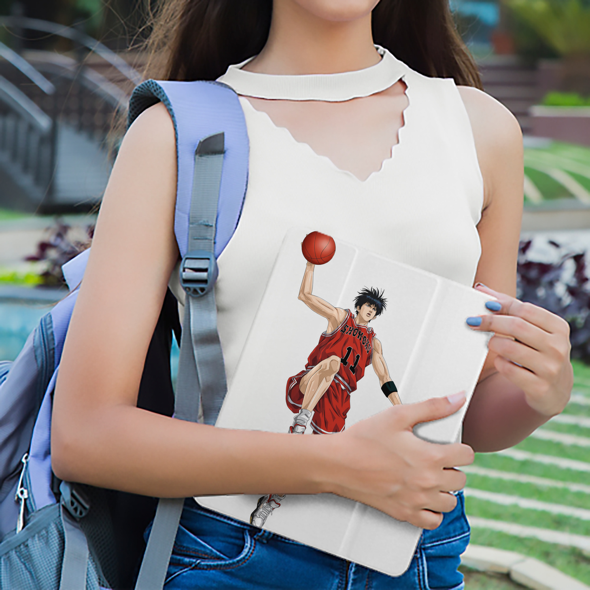 SLAM DUNK／スラムダンク IPad ケース ペン収納付き 三つ折りスタンド PUレザー×シリコン 対応機種9.5/10.5/10.9インチ